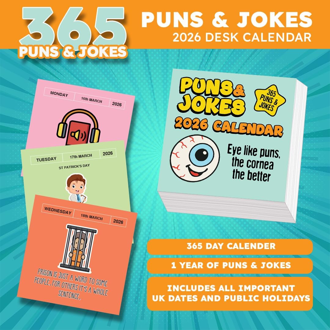 2026 Daily Pun & Joke Desk Calendar Hilarious Tear-Off Birthday Humour Gift with Stand & UK Dates – Mother's Day gift for her, Birthday Present, Father's Day Gift for Him - Image 3