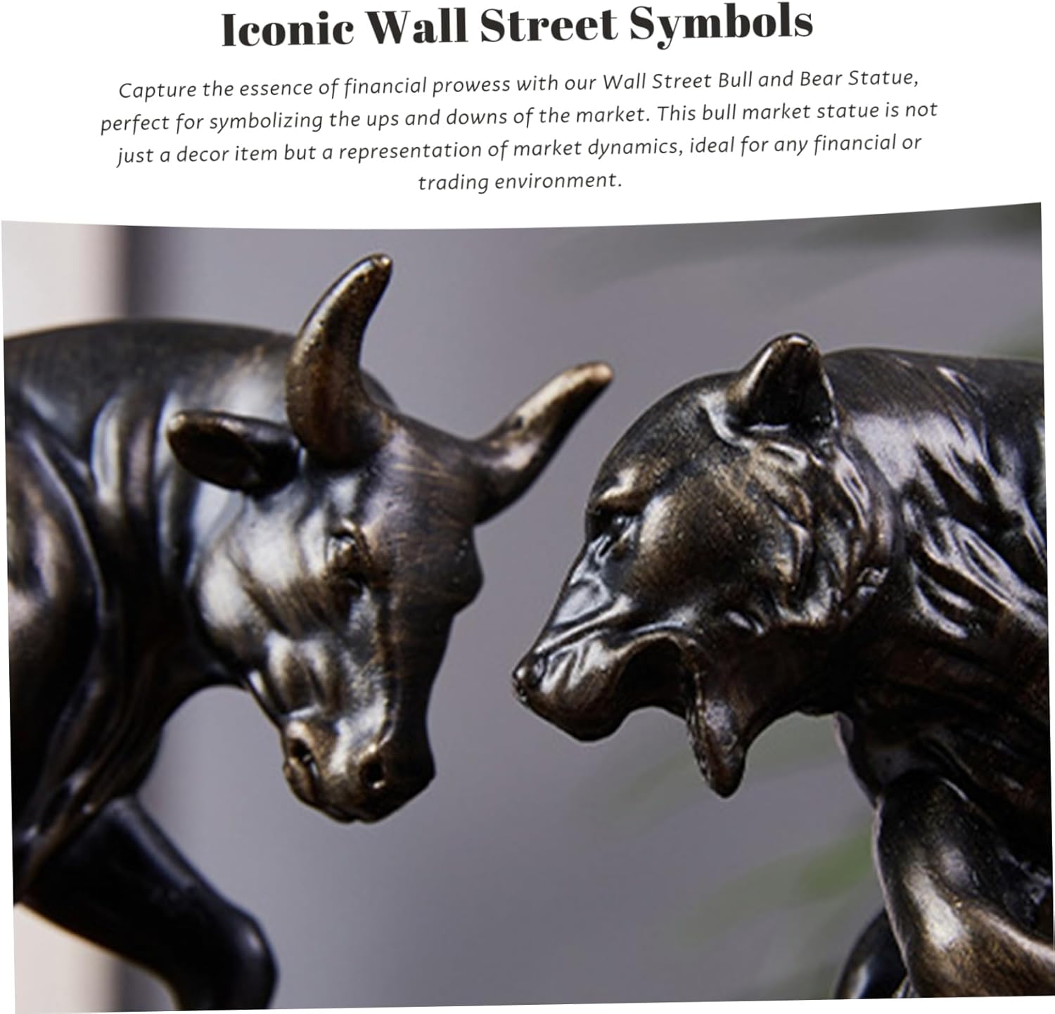 Vintage Resin Bull Statue 11x3.2x4.5 Inch - Bull and Bear Statue Stock Market Decor for Office Home Desktop Bookshelf, Finance Business Figurine - Image 3