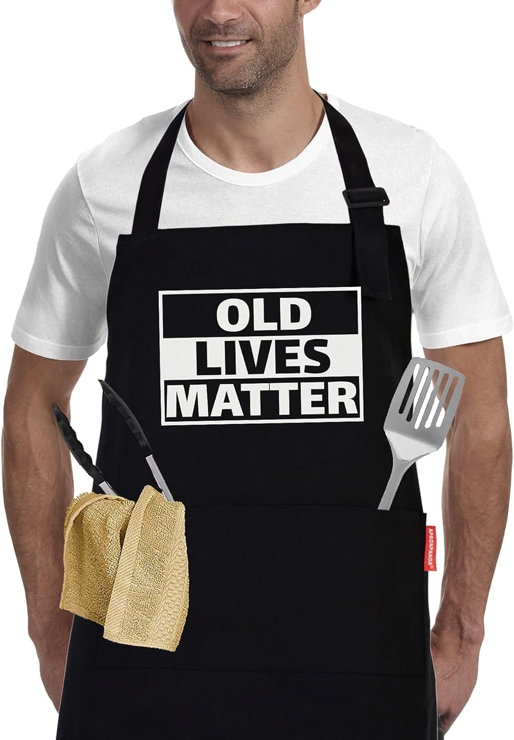 Old Lives Matter Kitchen Aprons - Funny Christmas Gifts Birthday or Retirement Gifts for Mom, Dad, Grandpa, Grandma - 50th 60th 70th Birthday Gifts for Men Women