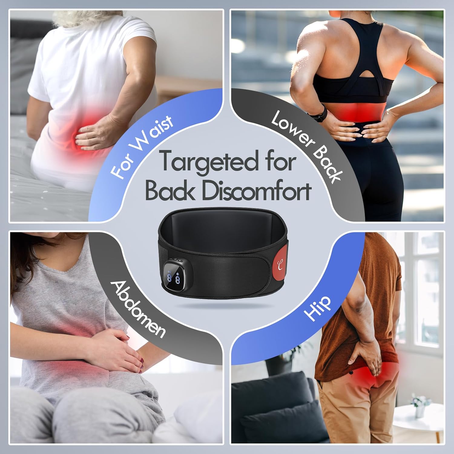 Comfytemp Cordless Heated Back with Massager, Rechargeable Back Heat Pad for Lower Back Soothing, Portable Heating Waist Wrap Belt, 9 Heat 5 Vibration 3 Intensity, APP Control, Gifts for Mom Dad - Image 6