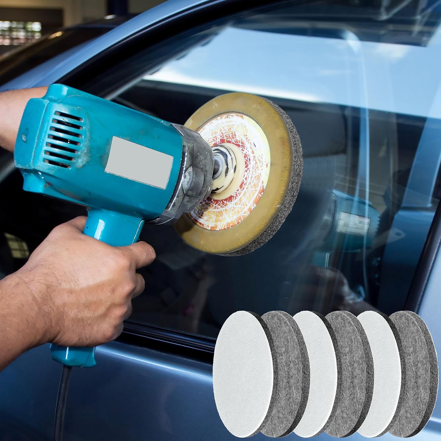 6 pieces polishing felt 150 mm disc for Bosch orbital sander polishing pad glass car 150 mm Velcro felt pad polishing cushion for wood marble metal bathtub Corian - Image 6