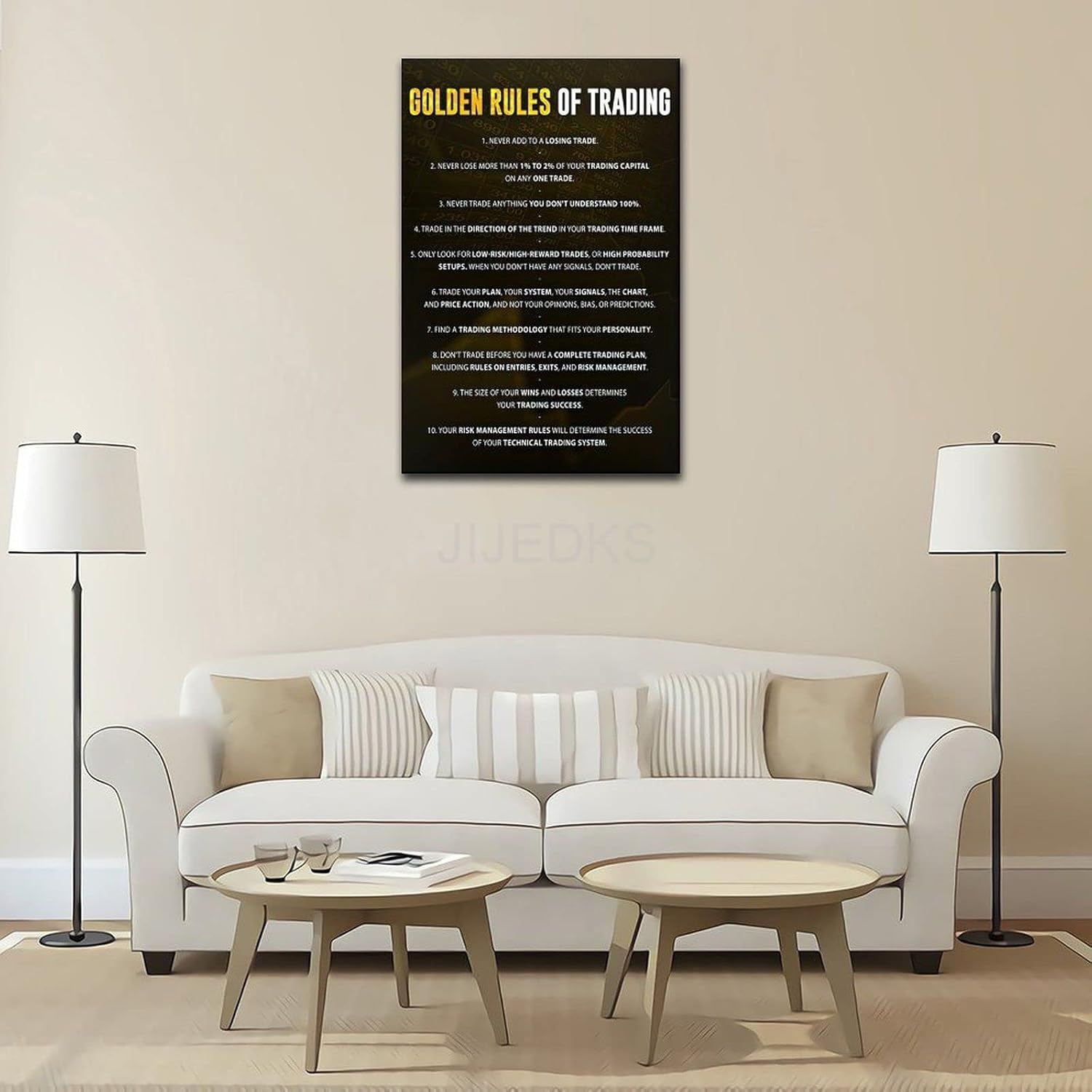 Golden Rules Of Trading Wall Art Canvas Print Forex Stock Market Sign, Financial Quote NASDAQ Day Trader Psychology, Trade Money Gift Poster, Office Living Room Bedroom Canvas Wall Decor 12x18inch(30x - Image 4