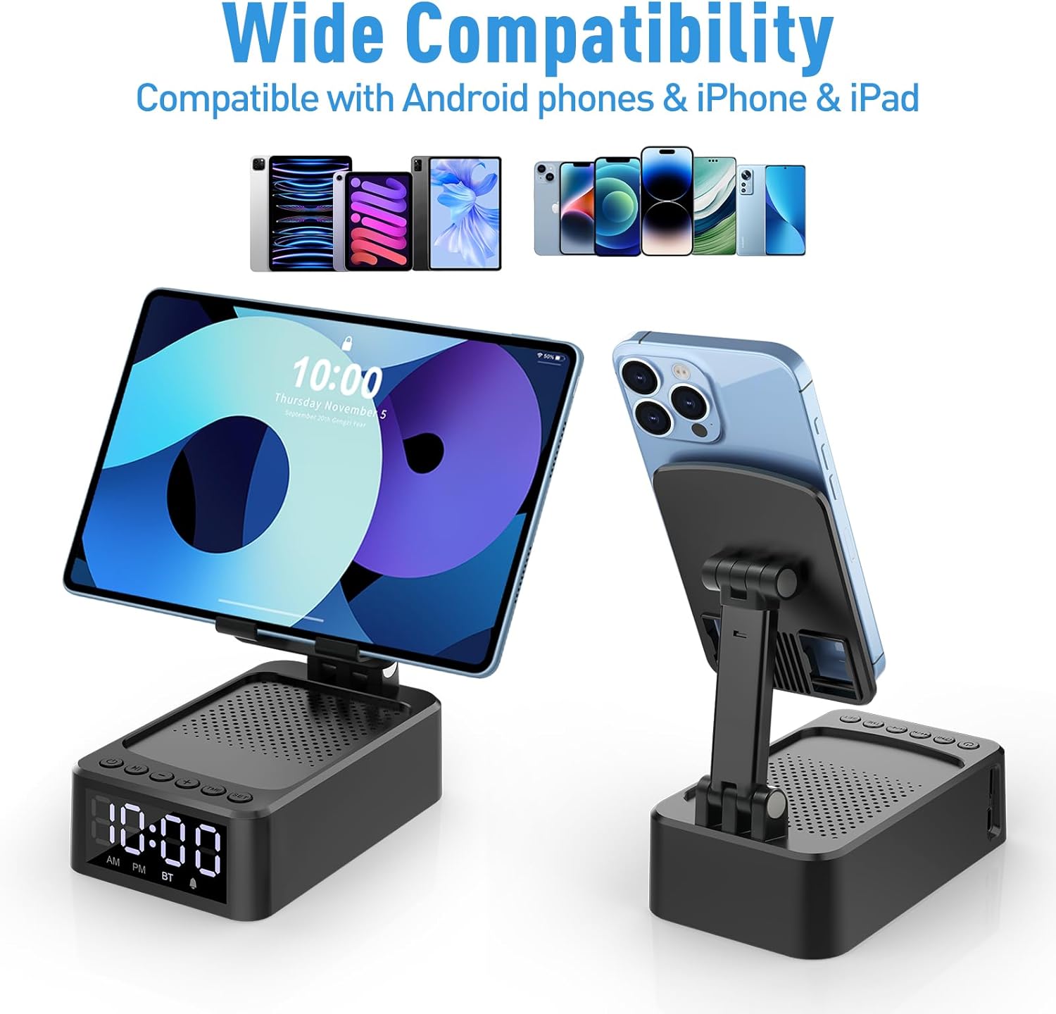 ZOOI Gifts for Men, Valentines Gifts for Him, Birthday Gift for Dad Him Gadgets Mens Valentines Gift s for Men Who Have Everything, Bluetooth Speaker with Clock & Phone Stand - Image 6