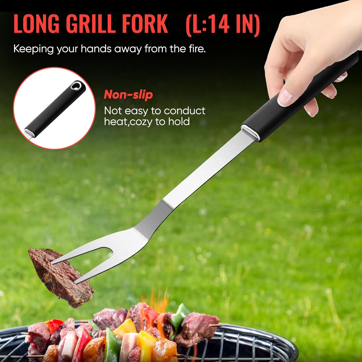BBQ Accessories Grill Tools Set,Stainless Steel Barbecue Grill Accessories for Outdoor Grill,Professional Barbecue Utensils Grilling Accessories for Camping/Backyard,Grilling Gifts for Men (11PCS) - Image 2