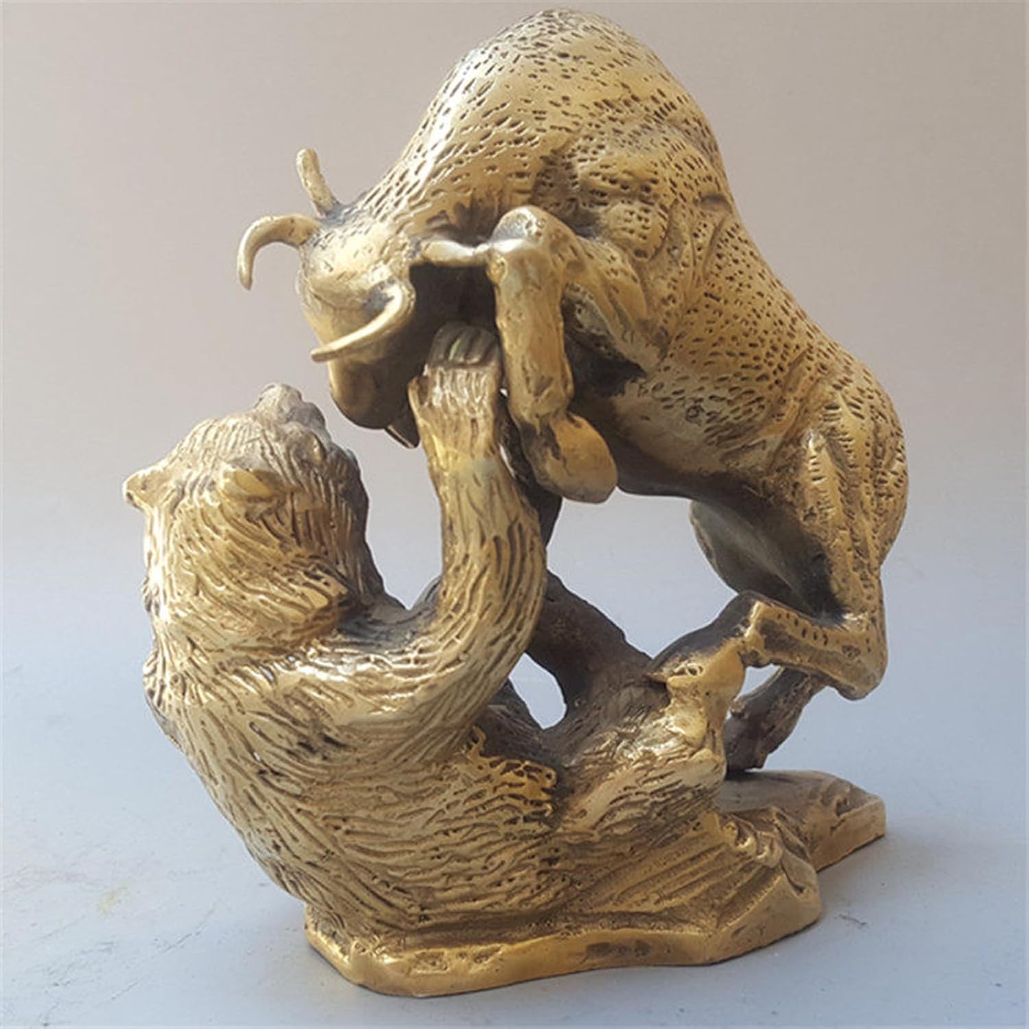 Bull and Bear Statue - Brass Stock Market Sculpture - for Office, Desktop, Bookshelf, Living Room, Study, Home Decor - Image 7
