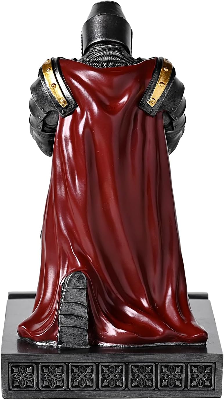 Medieval Templar Vanguard Officer Knight Pen Holder Pen Stand Desk Organizers and Accessories Resin Mobile Phone Stand as Gift for Office and Home Desk Organizer (Iron) - Image 9