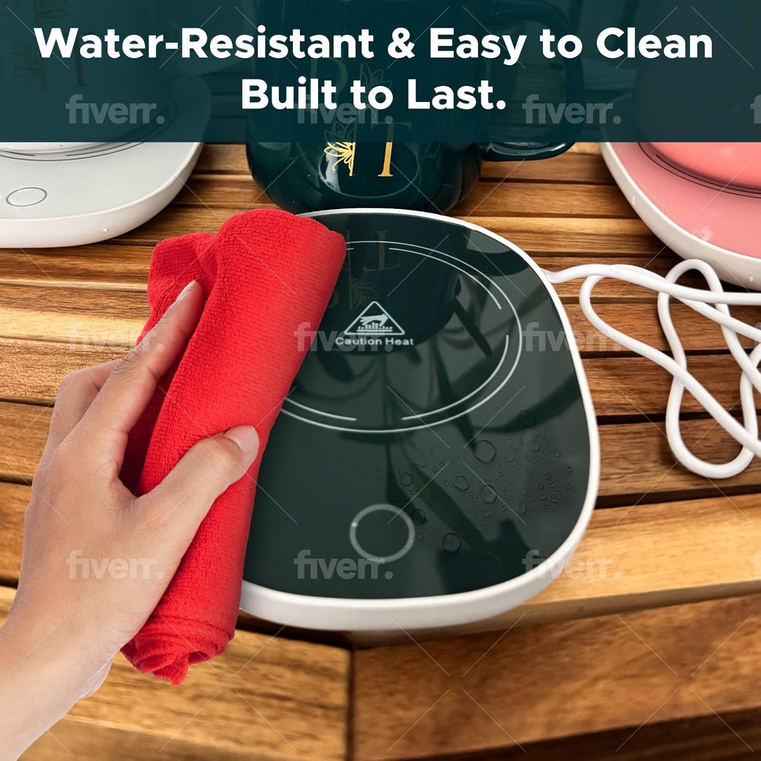 Smart Coffee Mug Set with Warmer Plate & Gold Spoon - 55°C Temperature Candle Wax Warmer, Ceramic Cup, Perfect for Desk, Home, Office - Ideal Gift for Coffee &Tea (White) - Image 6