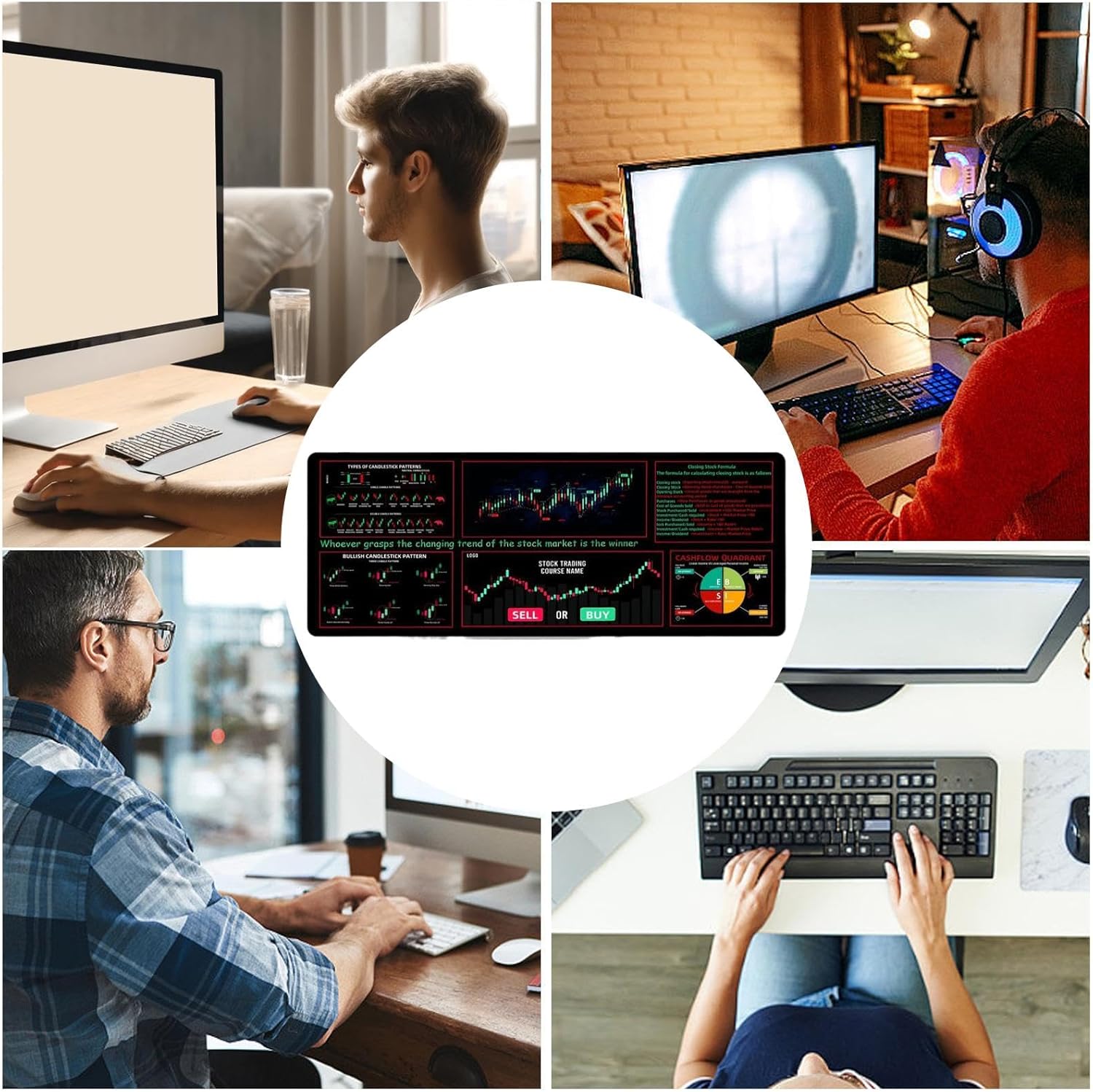 Stock Market Mousepad - Large Desk Pad Mat Stock Trading Mousepad - Game Desk Pad Desktop Pad Mat with Stitched Edges for Home Offices Conference Rooms - Image 4