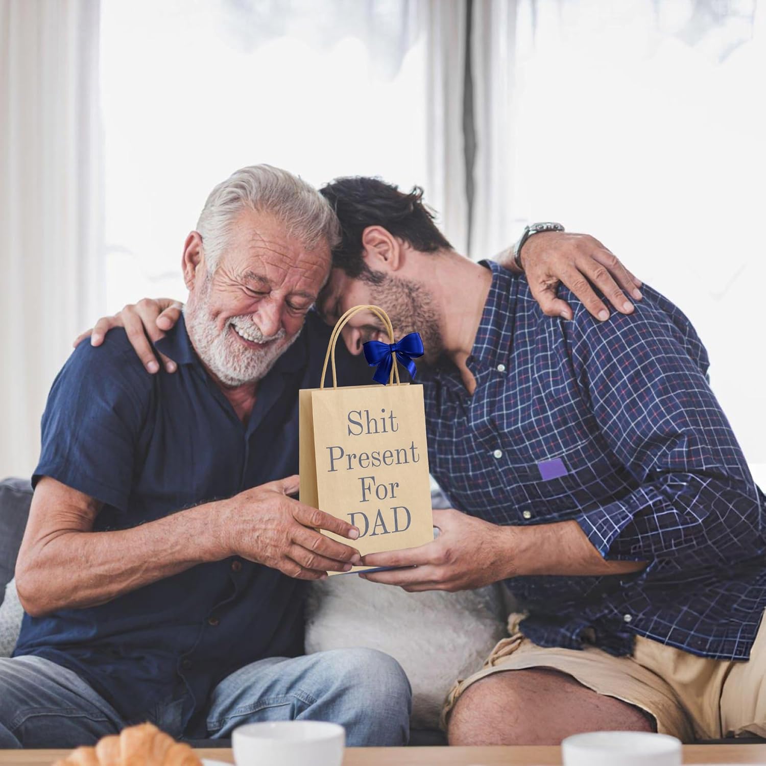 Funny Secret Santa Gift For Dad Stocking Fillers For Dad Funny Gag Gift Bag With Handle 'Sh*t Present For Dad' Rude Prank Bag - Image 5