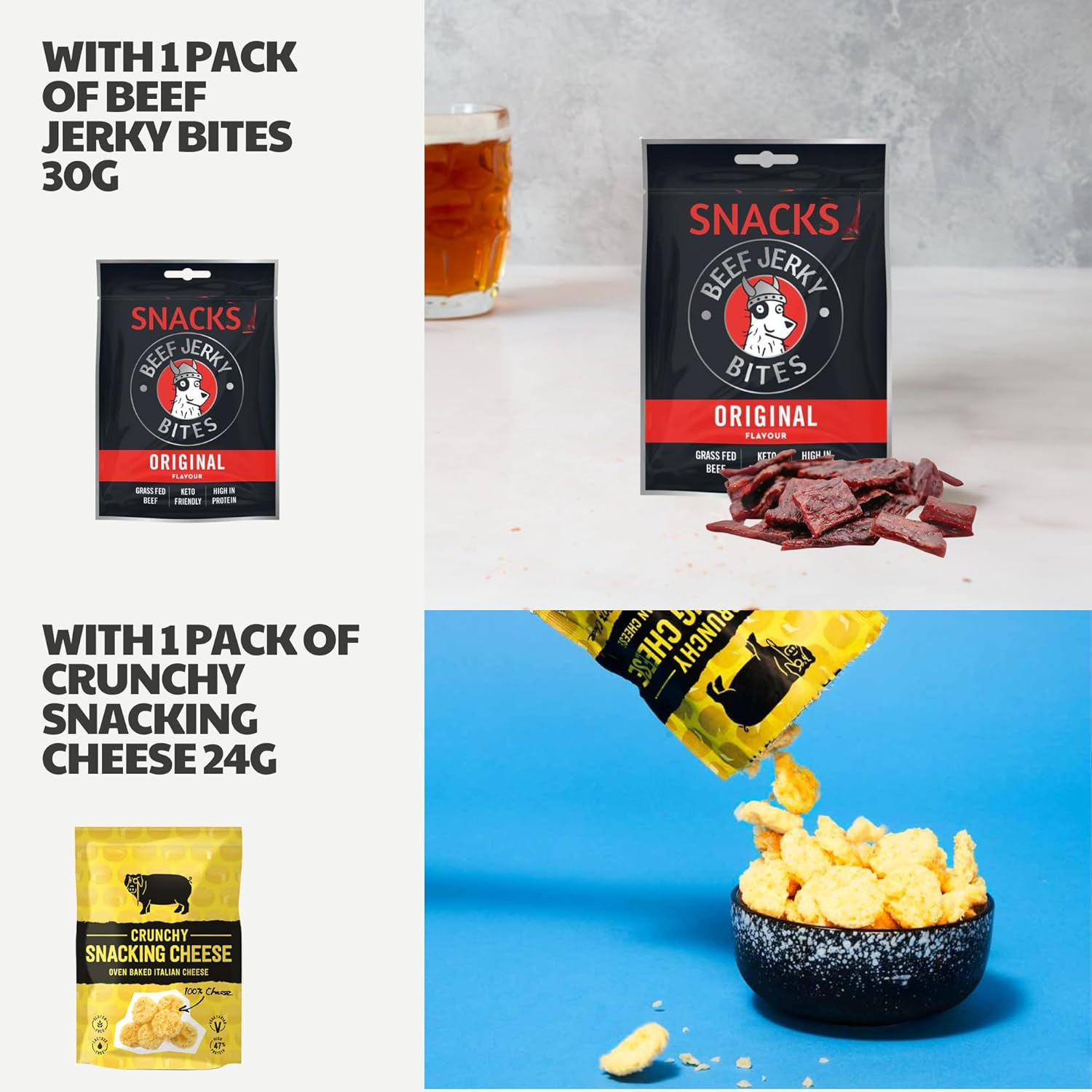 Savoury Snacks Hamper Gift Set with Pork Crackling, Beef Jerky, Cheese Bites, Salami & Pickles – Pub Treats Box & Snack Gifts for Her, Ideal Dad Treat Box or Fathers Day Present for Him - Image 4