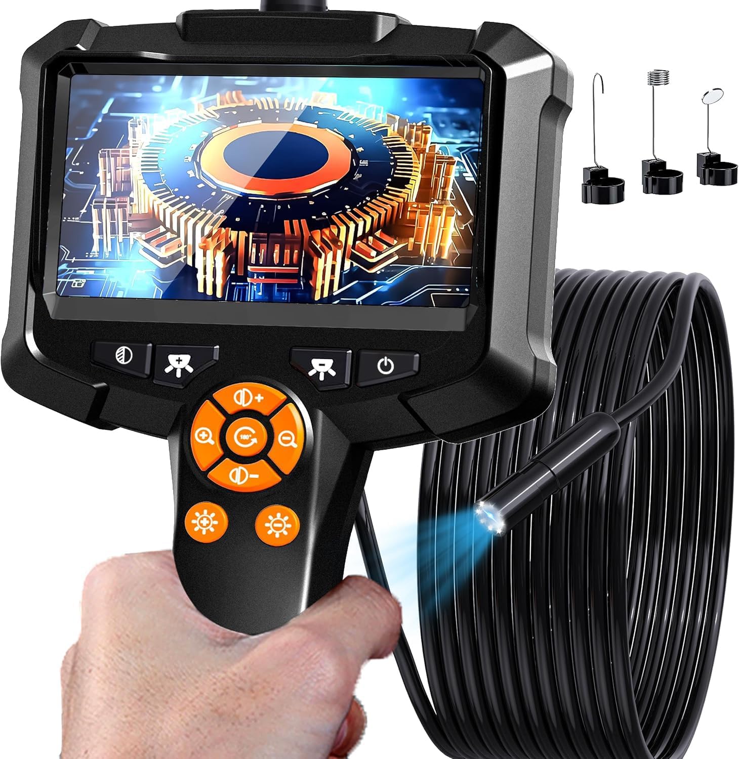 Daxiongmao Borescope, Endoscope Camera with Light, IP67 Waterproof Endoscope, 1080P HD Inspection Camera, Borescope Camera with Light, 16.5 Ft Flexible Endoscope Camera, Gadgets for Men (4.3”)