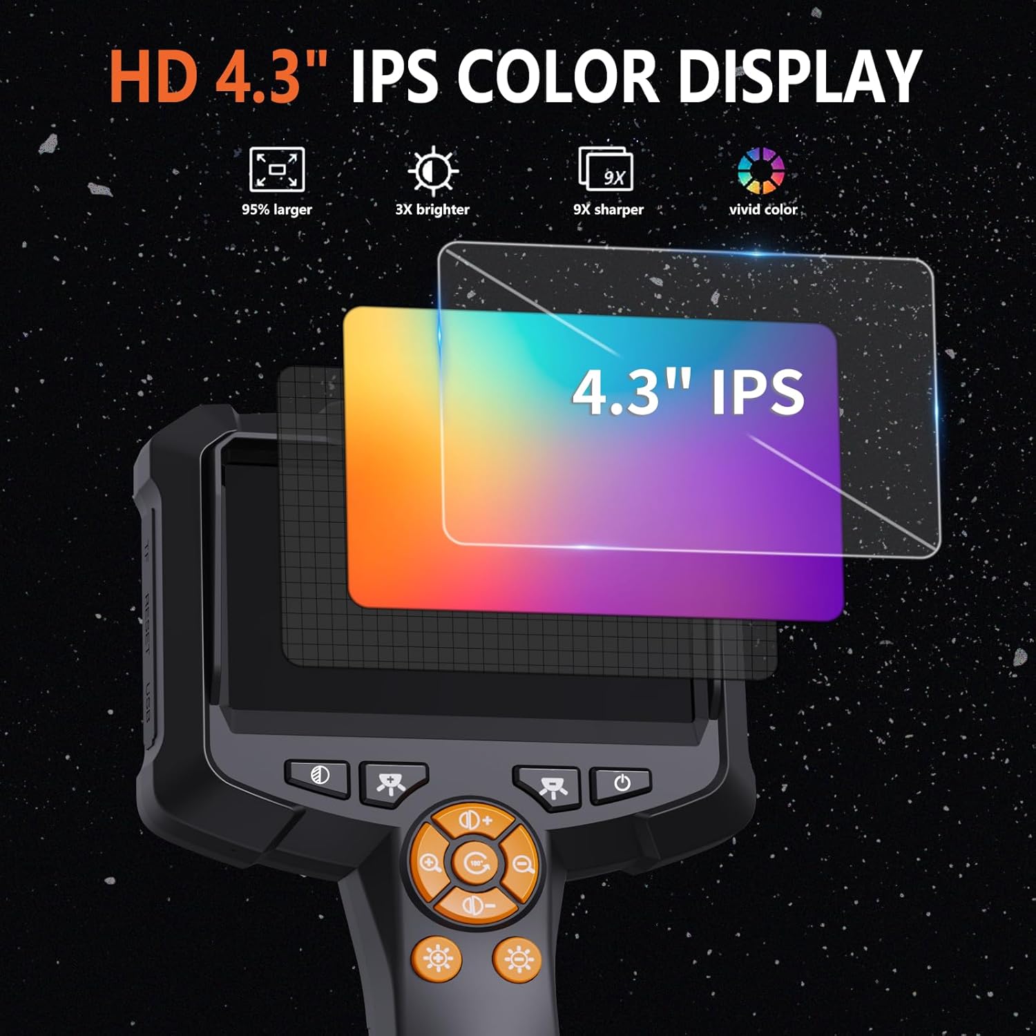 Daxiongmao Borescope, Endoscope Camera with Light, IP67 Waterproof Endoscope, 1080P HD Inspection Camera, Borescope Camera with Light, 16.5 Ft Flexible Endoscope Camera, Gadgets for Men (4.3”) - Image 2