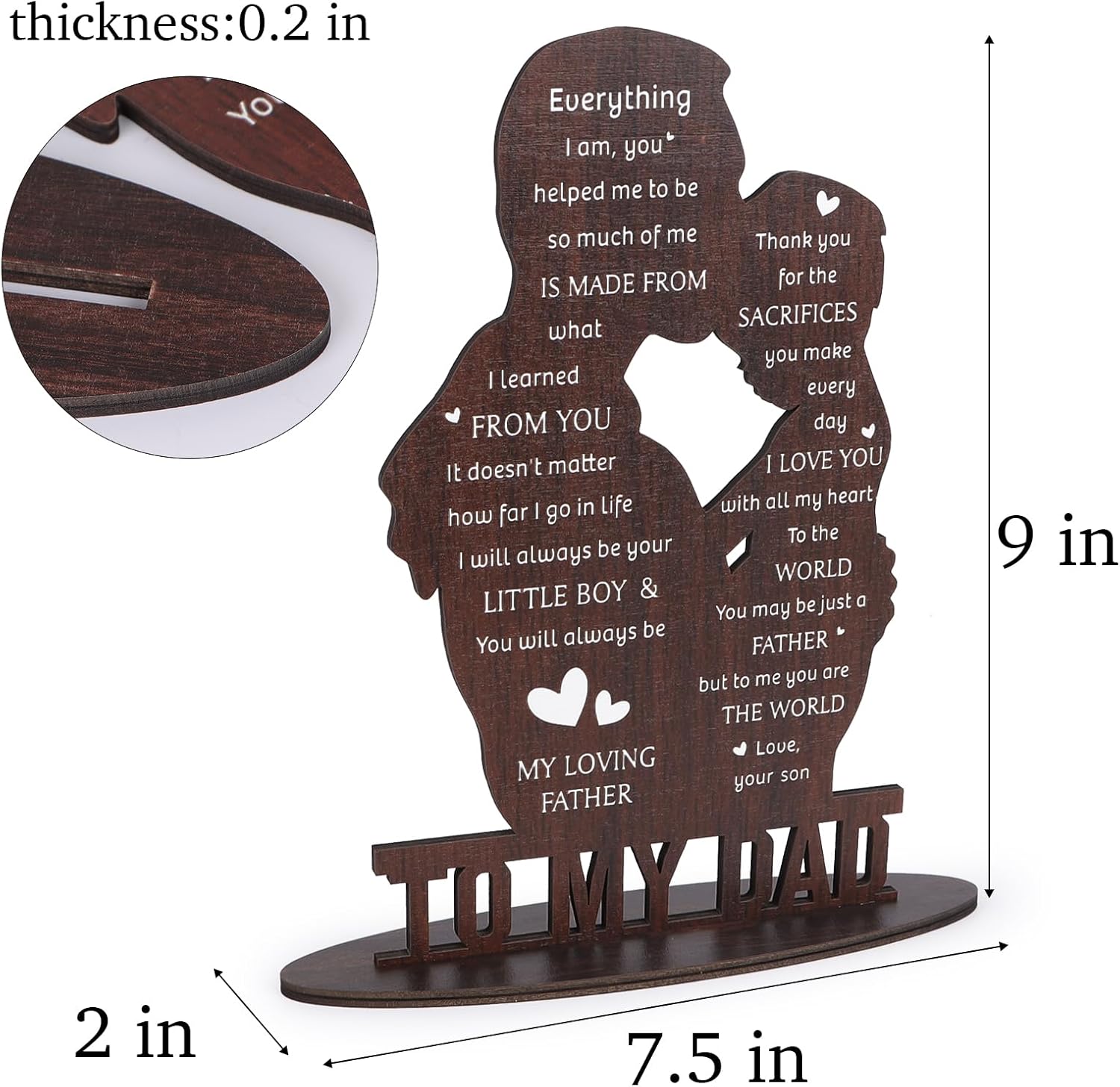 To My Dad Engraved Plaque - Thanks Gift from Son for New Dad, Birthday Present for Daddy, Father, or Stepdad - Image 2