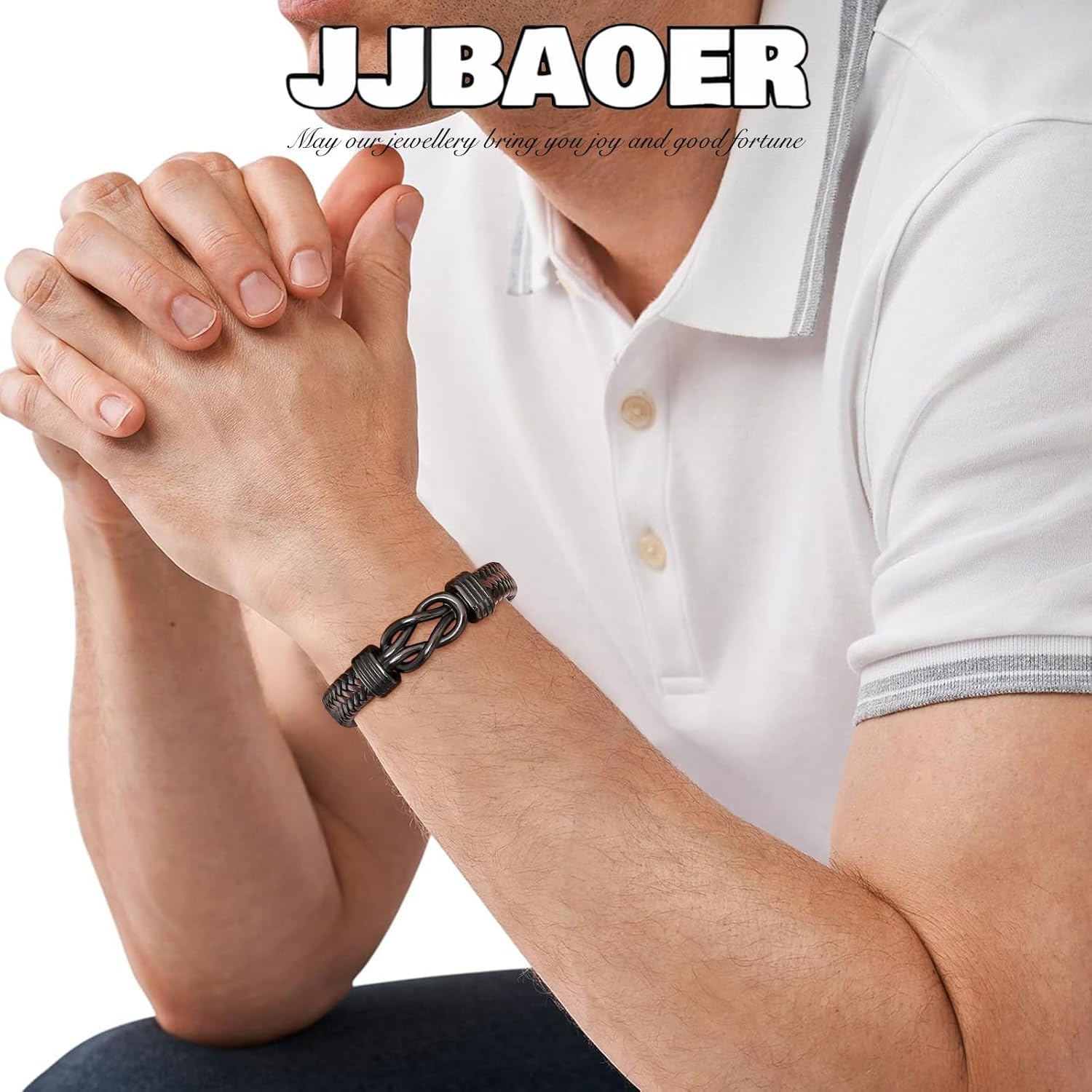 To My Husband Bracelet, Infinity Knot Braided Leather Wristband Engraved Love You Forever | Perfect Anniversary, Valentine's Day, Birthday Gift for Husband from Wife - Image 3