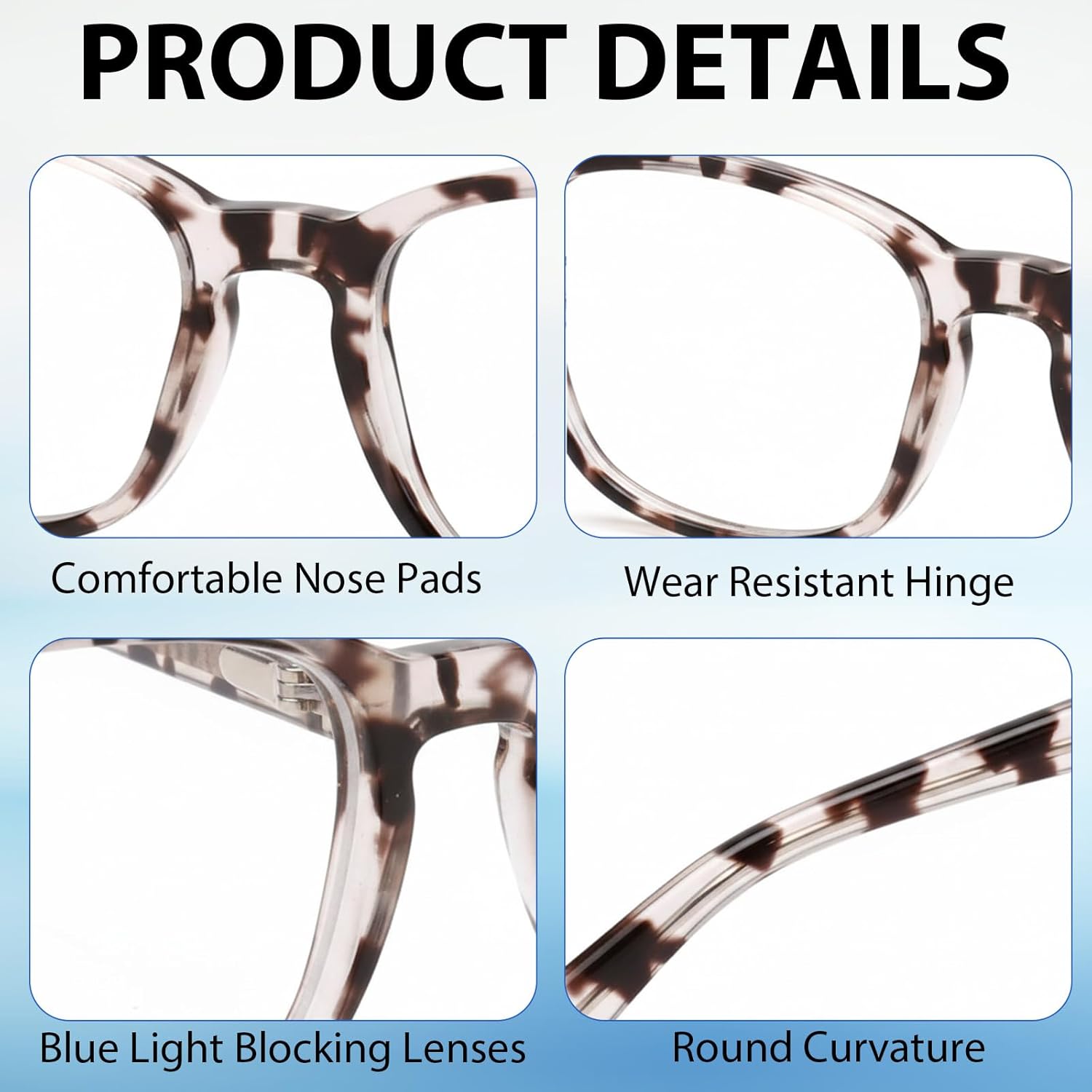 Blue Light Glasses, 4 Pack Computer Glasses for Men and Women, Anti Glare Screen Light Blocking Glasses, Gaming Glasses for Light Sensitivity, Fake Glasses Frame Size 143x145x40mm - Image 3