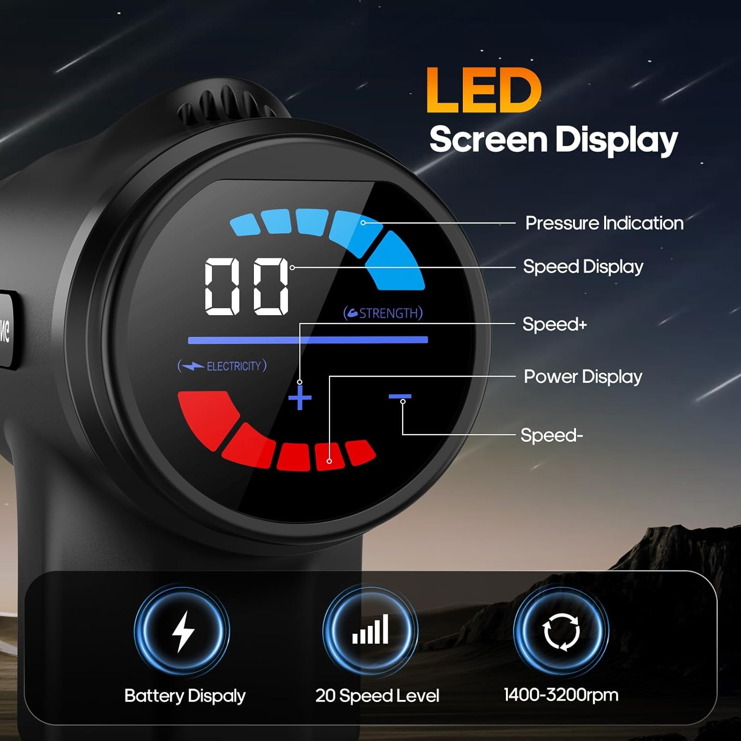 AERLANG Massage Gun with Heat, Massager Deep Tissue Heat Muscle Massager Gun, Powerful Massage Gun for Home Office Workout Muscle Pain Relief with Suitcase Birthday Gift Ideas for Mom Dad Men Women - Image 4