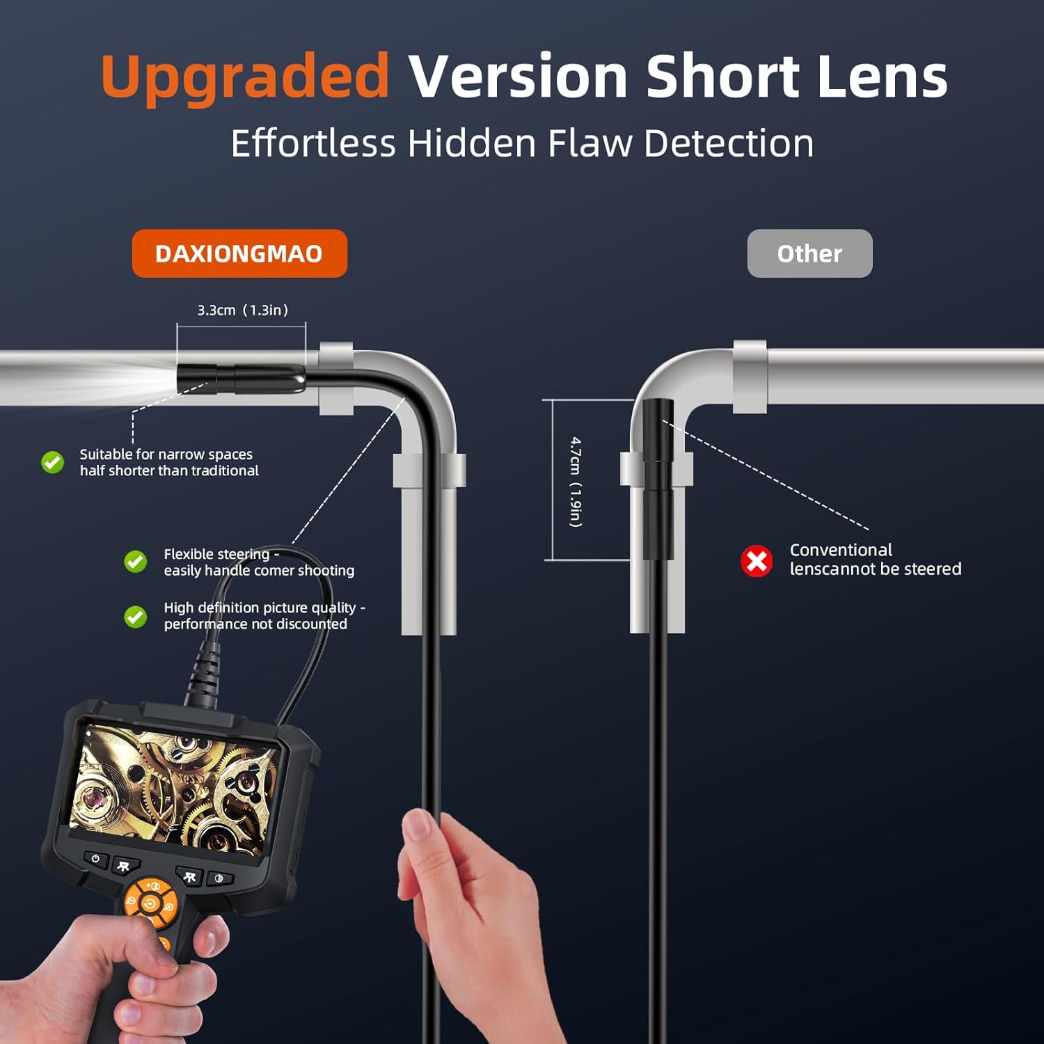 Daxiongmao Borescope, Endoscope Camera with Light, IP67 Waterproof Endoscope, 1080P HD Inspection Camera, Borescope Camera with Light, 16.5 Ft Flexible Endoscope Camera, Gadgets for Men (4.3”) - Image 5