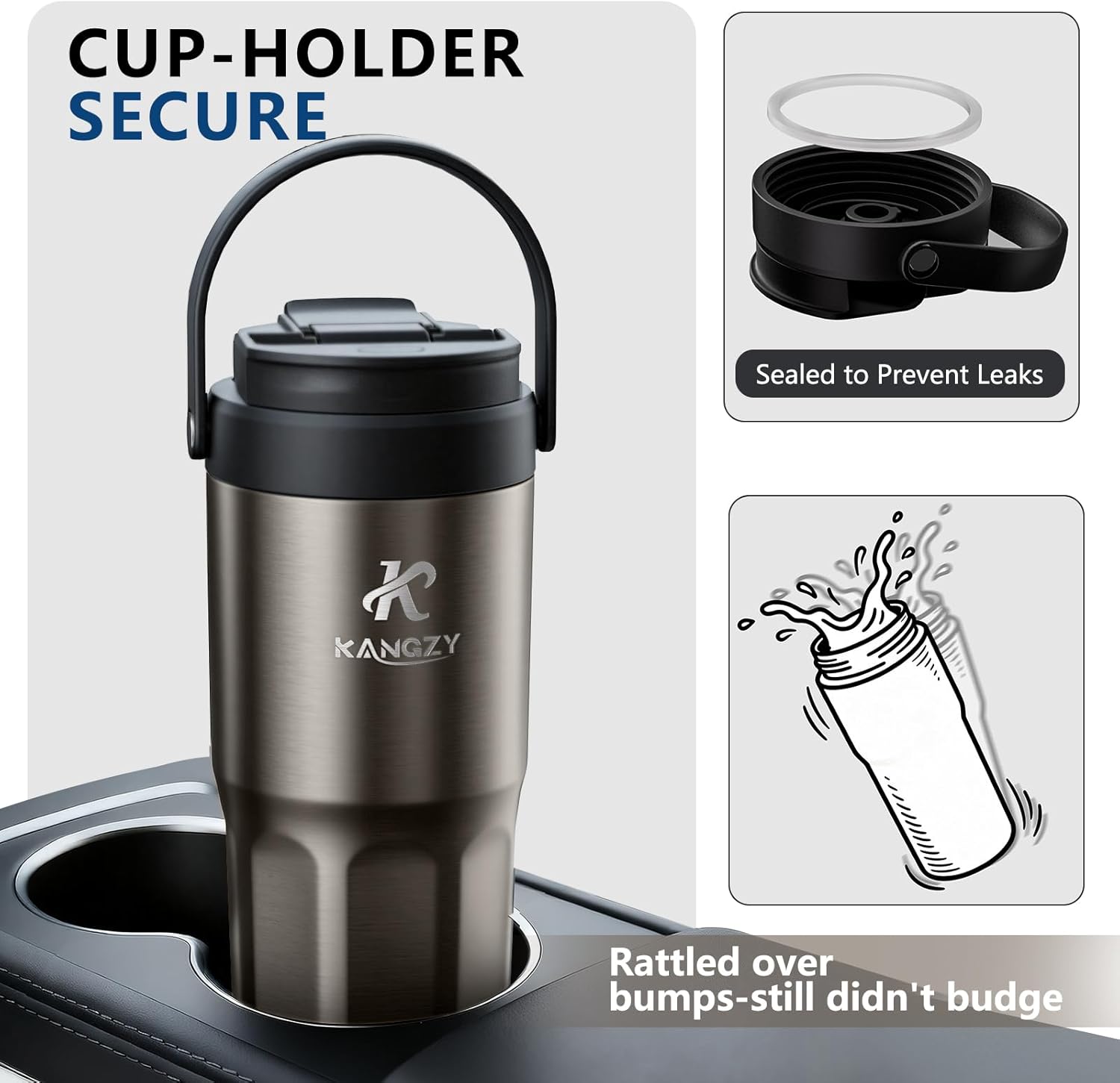 Coffee Cup Travel Mug 600ml – Stainless Steel Insulated Water Bottle, 2-in-1 Lid, Vacuum Thermal Cup, Leak-Proof Design, Keeps Drinks Hot 8H+ / Cold 24H – Work, Travel & Car (Titanium Grey) - Image 6