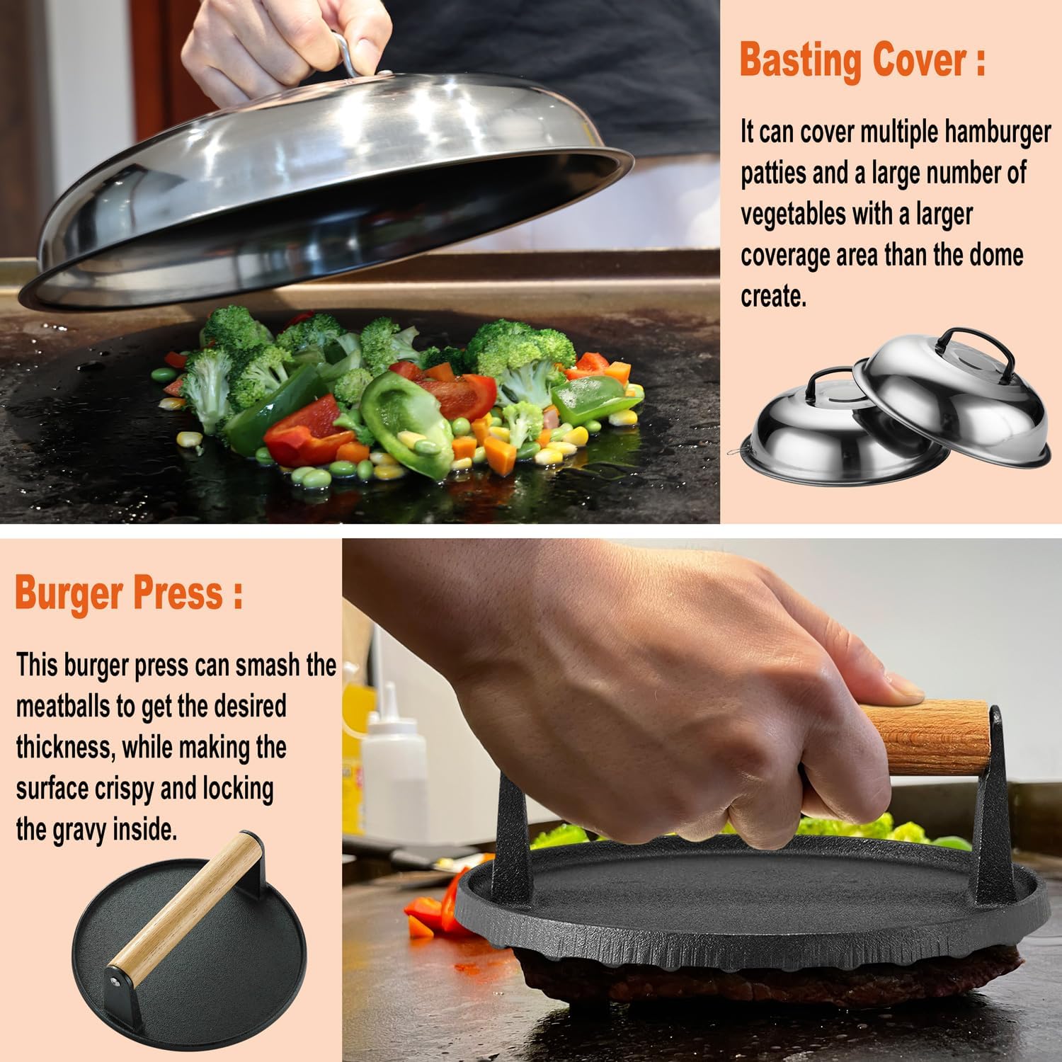 38PCS Griddle Accessories Kit, Professional BBQ Tools Set for Ourdoor Cooking, Stainless Steel Griddle Spatula Set with Tongs, Smash Burger Press, Carry Bag, Perfect Grilling Gifts for Men Dad - Image 3