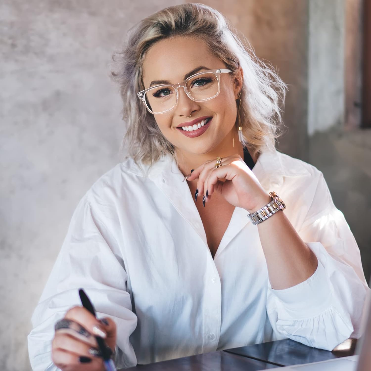 Ougenni Blue Light Blocking Glasses for Women Men Fashion Computer Screen Gaming TV Eyeglasses, Anti Eyestrain & UV Glare Glasses 3 Pack - Image 4