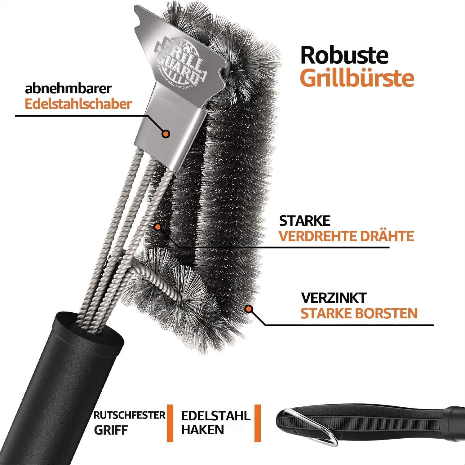 BBQ Grill Cleaning Brush&Scraper – Barbecue Wire Brush for Grill– 18'' Stainless Grill Grate Cleaner - Safe Grill Accessories&Tools for Weber Gas/Charcoal/Electrical/Infrared- Gifts for Men (L) - Image 2