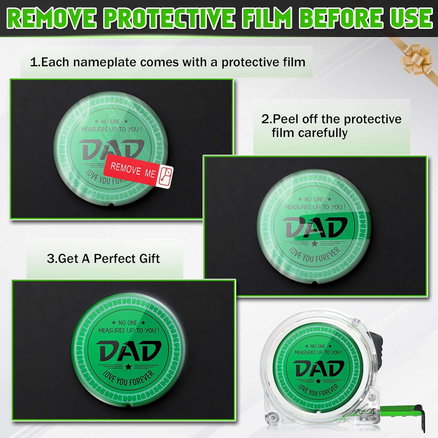 Gifts for Fathers Day Dad Gifts, Personalised Christmas Birthday Anniversary Presents for Dad from Daughter, Son Tape Measure(5M/16FT-Clear) - Image 9