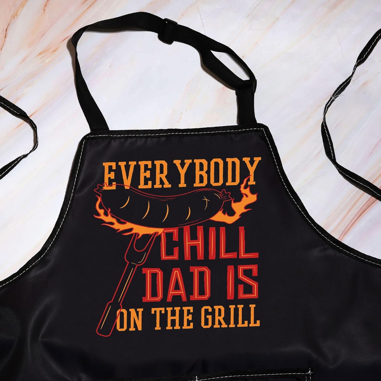 WZMPA Grilling Dad Apron With Pockets Grilling Father Gifts Everybody Chill Dad Is On The Girll Apron For Daddy Grandpa - Image 3