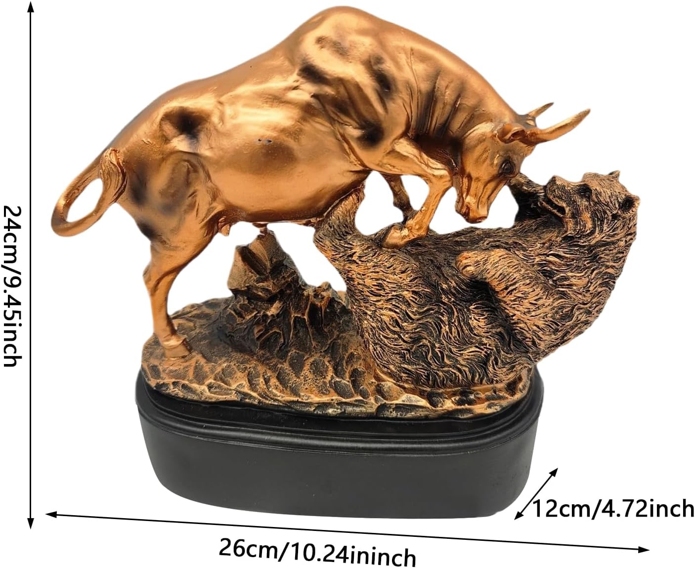 Bull and Bear Figurine | Wall Street Stock Market Bull Statue | Exquisite Versatile Resin Tabletop Ornament for Offices Home Decor Display - Image 5