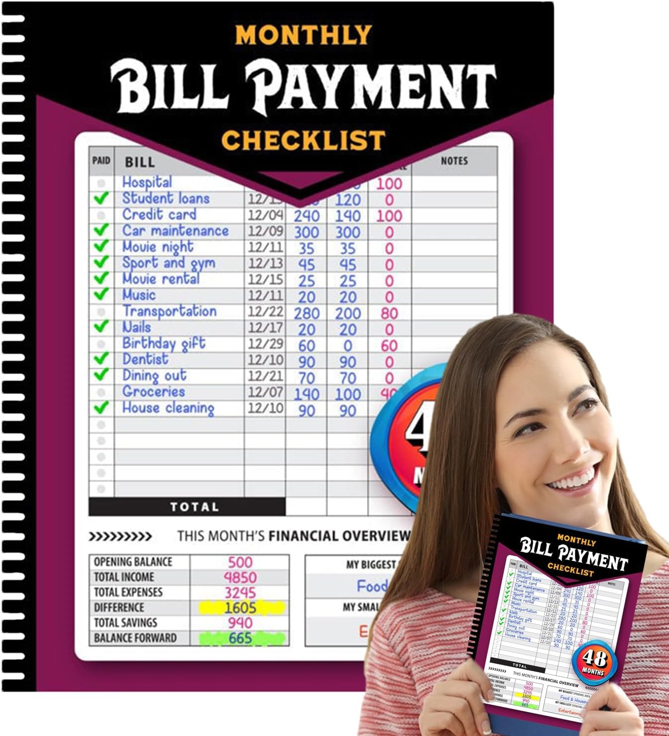 Bill Tracker Notebook,Monthly Budgeting Planner Family Financial Organizer Book - Bill Checklist Notebook For Easy Saving, Budgeting, Tracking - Image 9