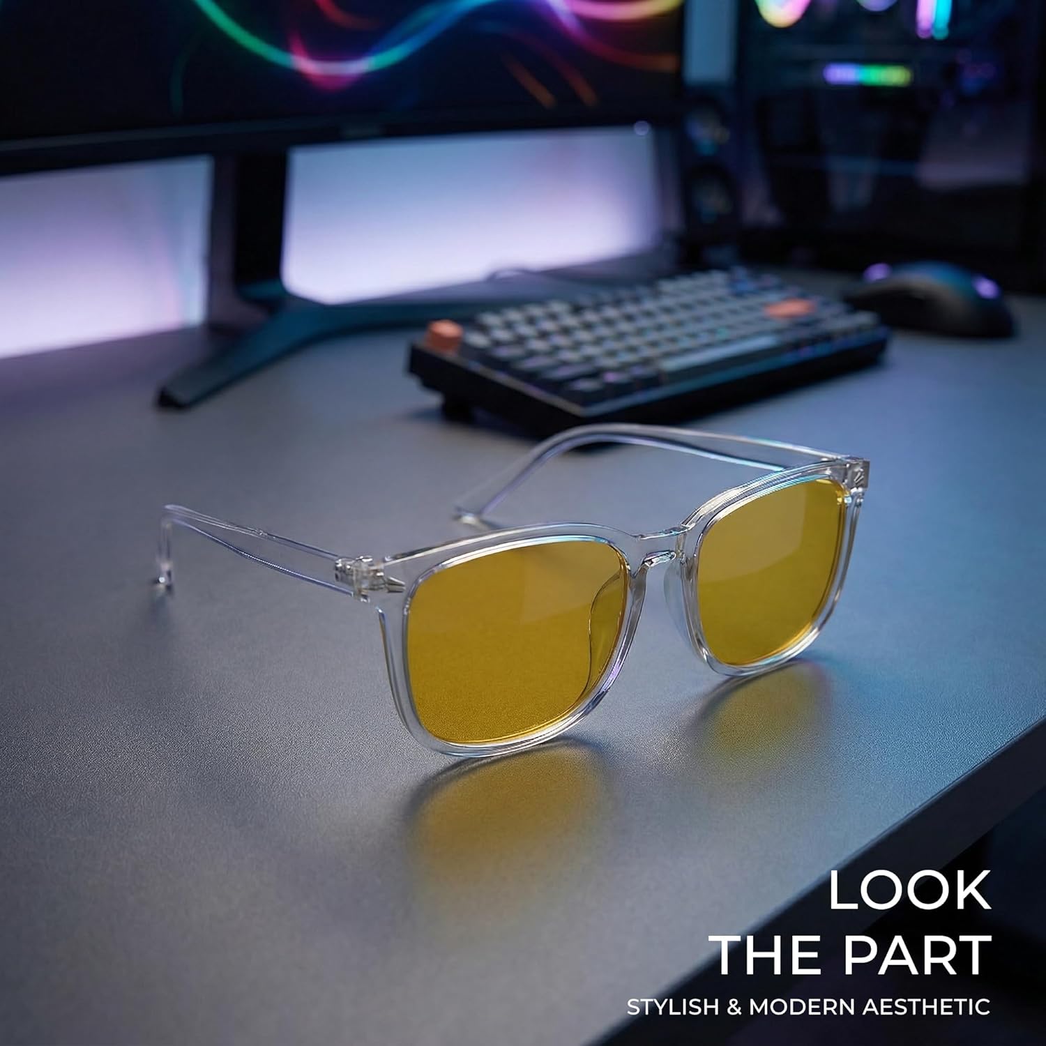 Blue Light Glasses for Gaming, Work & Screen Use - Anti‑Glare Protection, Reduce Eye Strain & Headaches, Clear Lens Unisex Eyewear for PC & Esports, Improve Sleep & Focus, Anti-UV Filter - Image 4