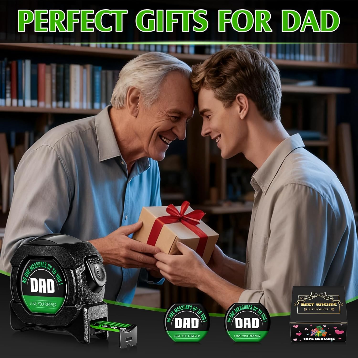Gifts for Fathers Day Dad Gifts, Personalised Christmas Birthday Anniversary Presents for Dad from Daughter, Son Tape Measure(5M/16FT-Black) - Image 8