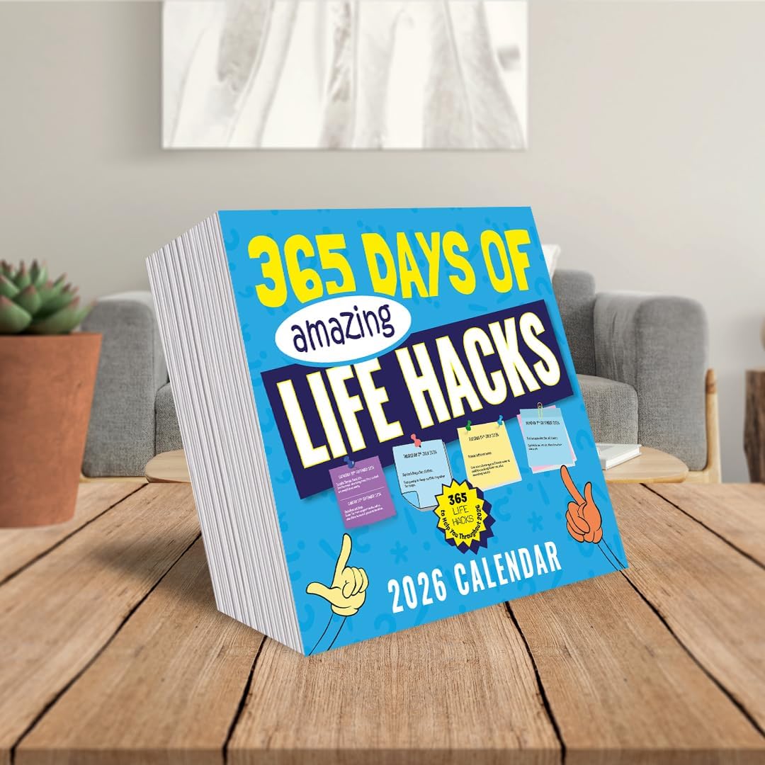 2026 Daily Life Hacks Desk Calendar – Peel-Off Smart Tips & Tricks – Ideal Birthday Gift for Adults & Coworkers, Birthday Idea Mother's Day Gifts – With Stand & UK Dates - Image 6