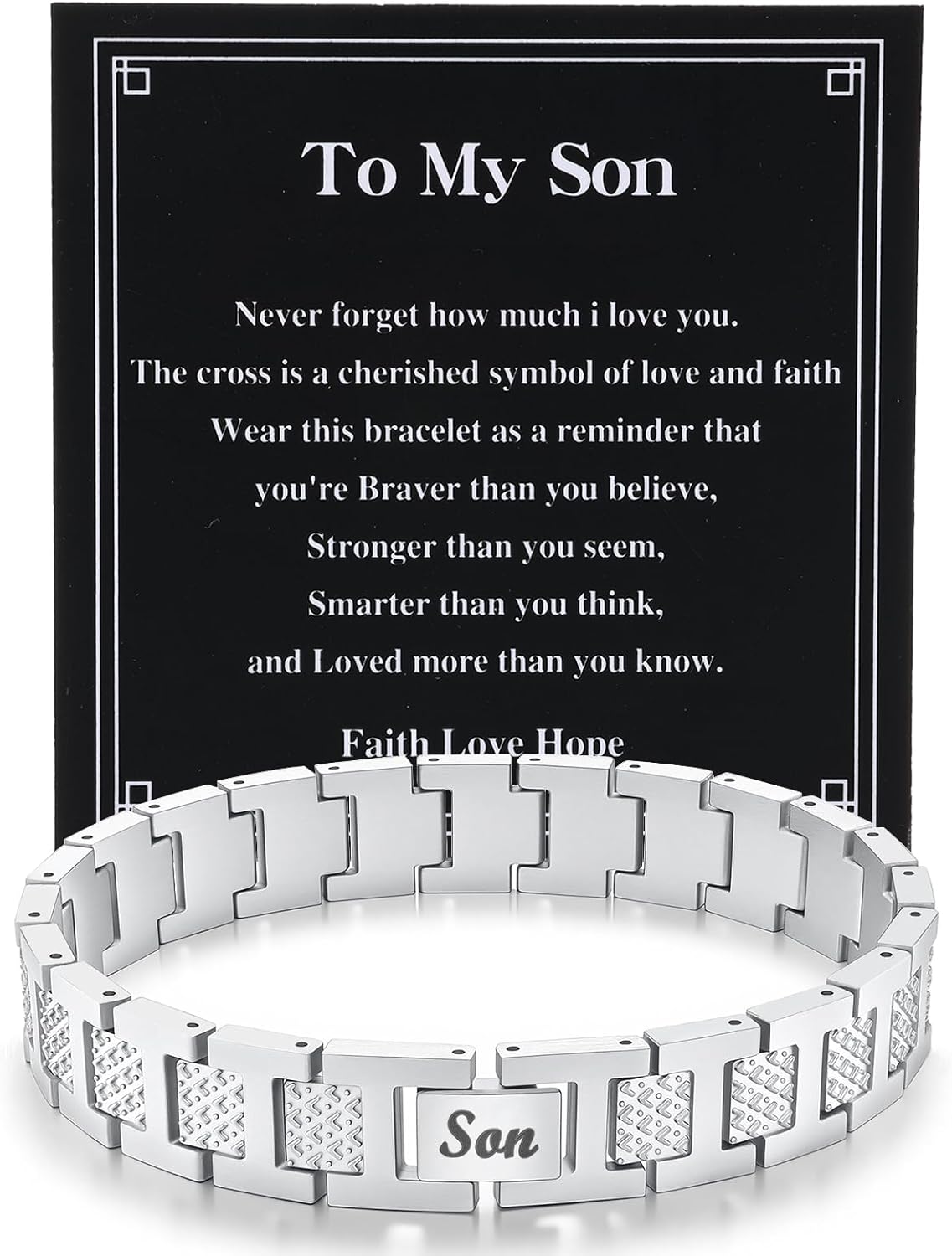 Bracelet Gifts for Men Boys Dad Son Husband Stainless Steel Chain Bracelet Jewellery Presents for Birthday Fathers Day Christmas Valentines Day with Gift Box