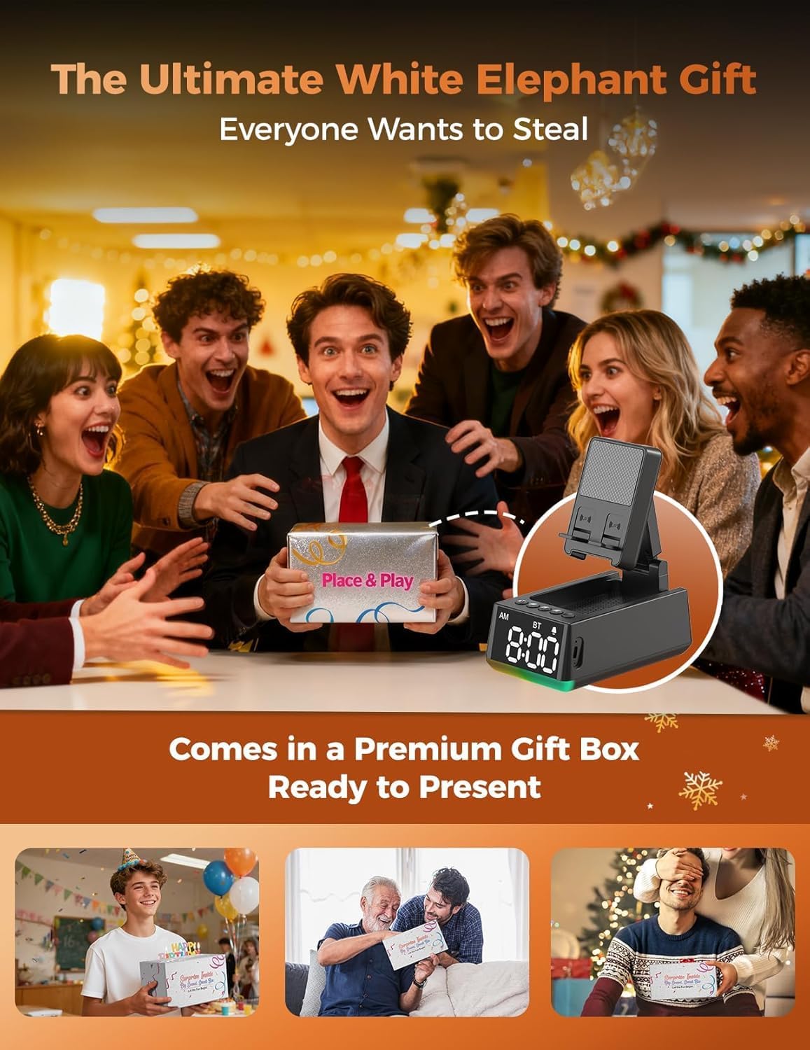 BBL Bluetooth Speaker White Elephant Gifts:Induction Cell Phone Stand HD Sound Gift for Men Women Adults Birthday Christmas Secret Santa,Kitchen Gadget Mom Wife Dad Husband Teen Stocking Stuffers - Image 6