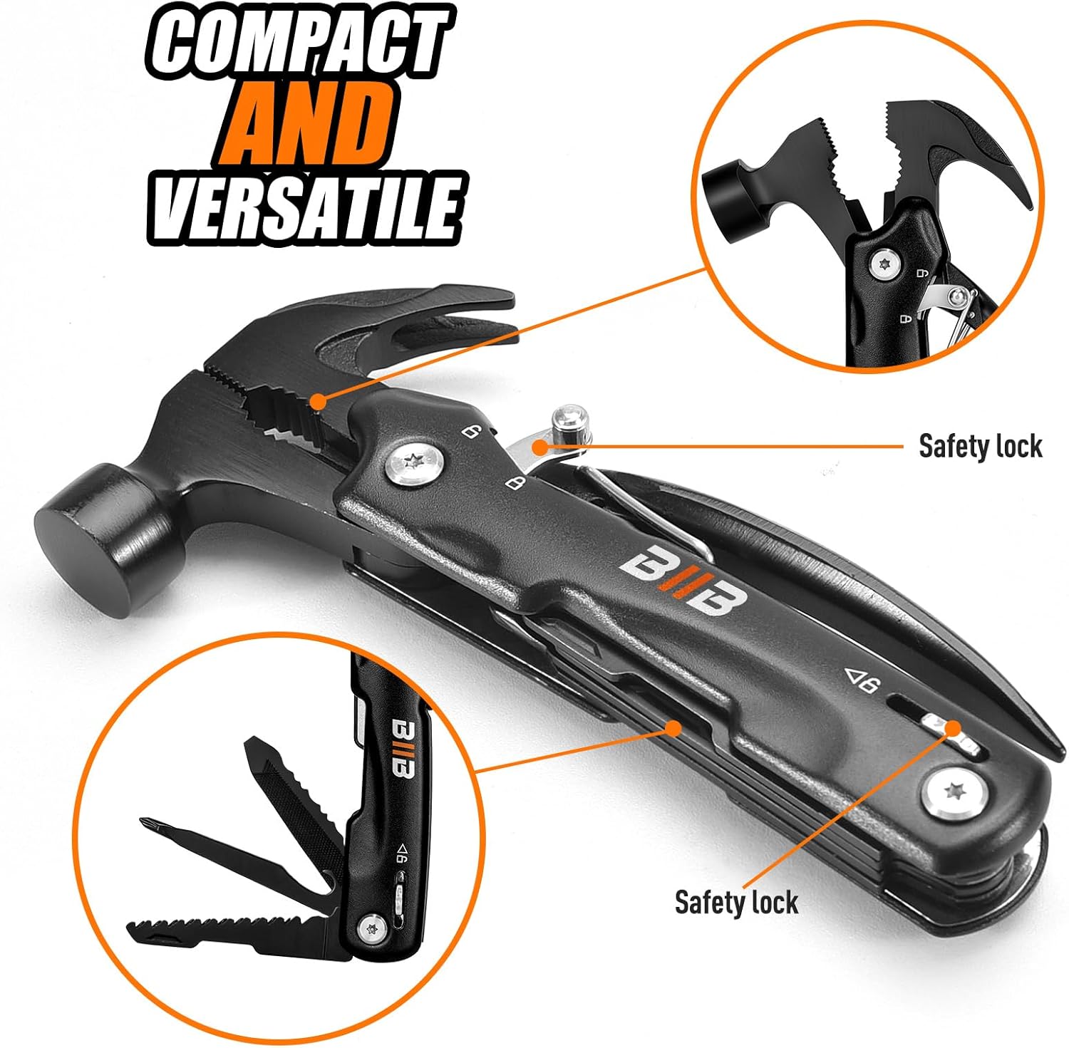 BIIB Gifts for Men, Valentines Gifts for Him, Multi Tool Mens Gifts for Dad, Birthday Gifts Camping Accessories for Dad Gifts, Hand Tools 12 in 1 Camping Essentials, Valentines Gifts Gadgets Multitool - Image 4