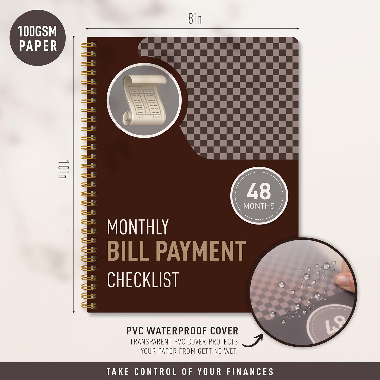 Monthly Bill Payment Checklist & Financial Planner Notebook – 4-Year Budget Organizer with 960 Bill Records, Income & Expense Tracker, Debt Payoff Log, and Savings Goals - Brown - Image 6