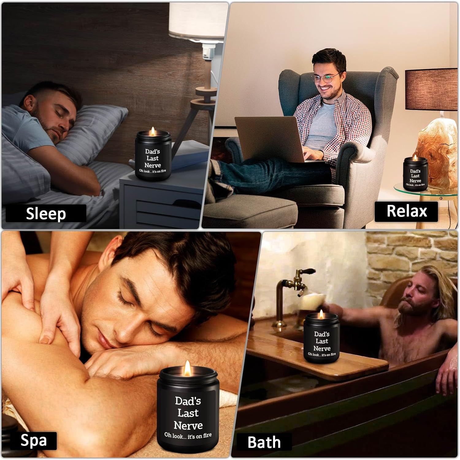 Father's Day Gifts for Dad from Daught Son Dad Gift for Birthday Christmas, Presents for Daddy Father Stepdad Funny Dad's Last Nerve Candle, 200g Men's Sandalwood Soy Wax Scented Candles - Image 6