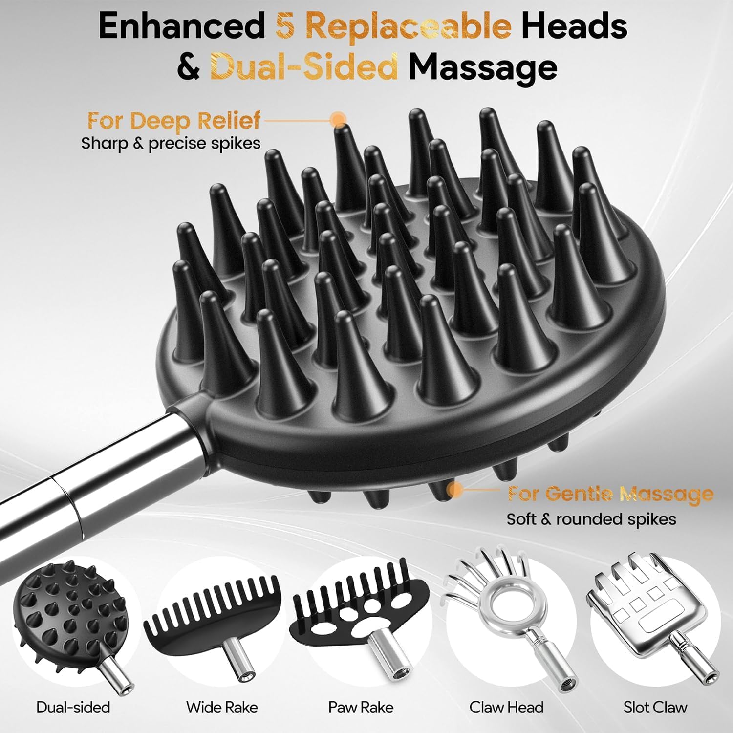 Telescoping Back Scratcher with 5Pcs Detachable Scratching Heads, Birthday Valentines Gifts for Him Men Dad Back Scratcher for Men/Women - Image 2