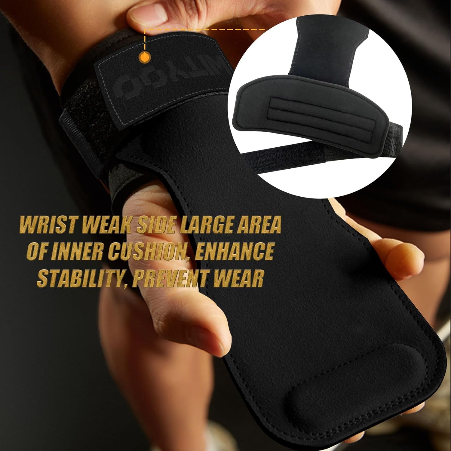 Weight Lifting Wrist Strap, Weightlifting Grip Strap for Gym Deadlifts, Powerlifting, Heavy Shrug, Pull Ups, Three Layer Leather Adjustable Training Accessory Gifts for Men Women Dad Him - Image 3