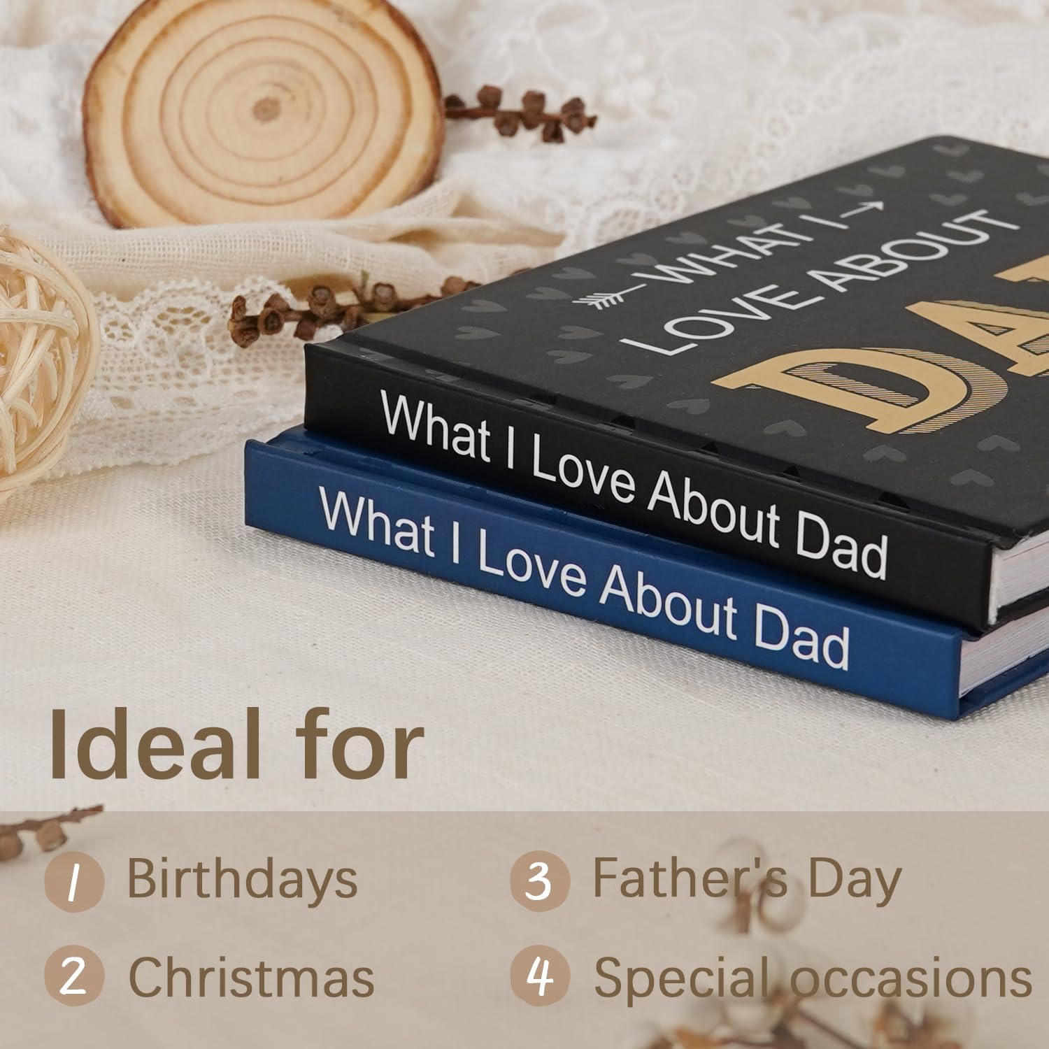 What I Love about Dad Book, Fill-in-the-Blank Love Journal Book for Dad Father's Day Birthday Christmas Gifts Stocking Stuffer for Father (Black) - Image 4