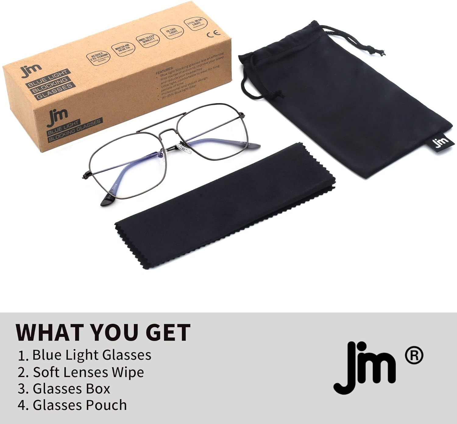 JM Blue Light Blocking Computer Glasses, Square Eye Protect Video Eyeglasses Anti Glare Men Women - Image 7