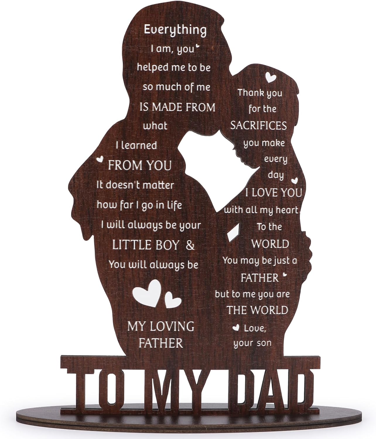 To My Dad Engraved Plaque - Thanks Gift from Son for New Dad, Birthday Present for Daddy, Father, or Stepdad