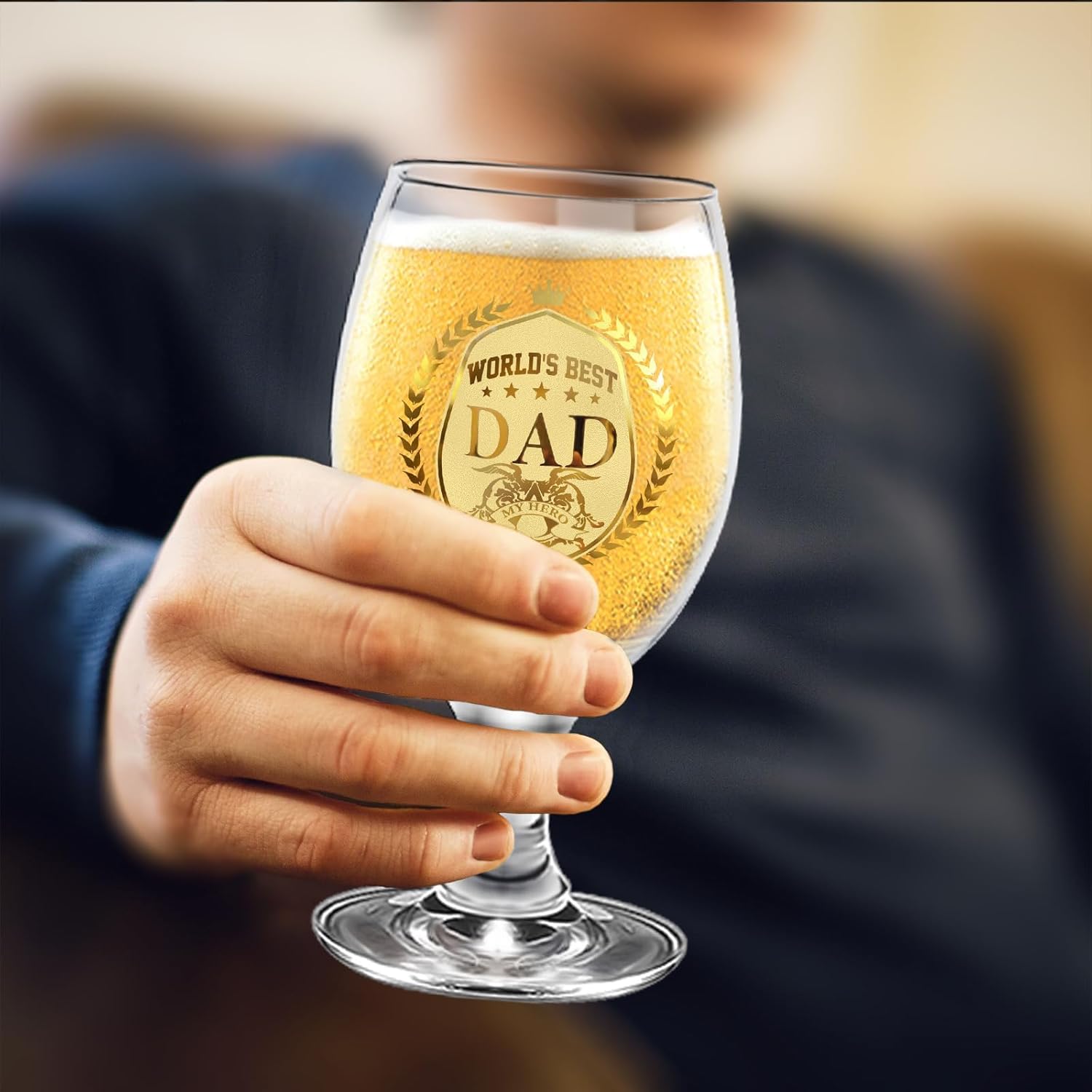 Yalucky Dad Birthday Gifts Father's Day Gifts Beer Glasses Presents for Father Personalised Christmas Father Day Birthday Gift for Dad from Daughter and Son Daddy Gift for Men - Image 2