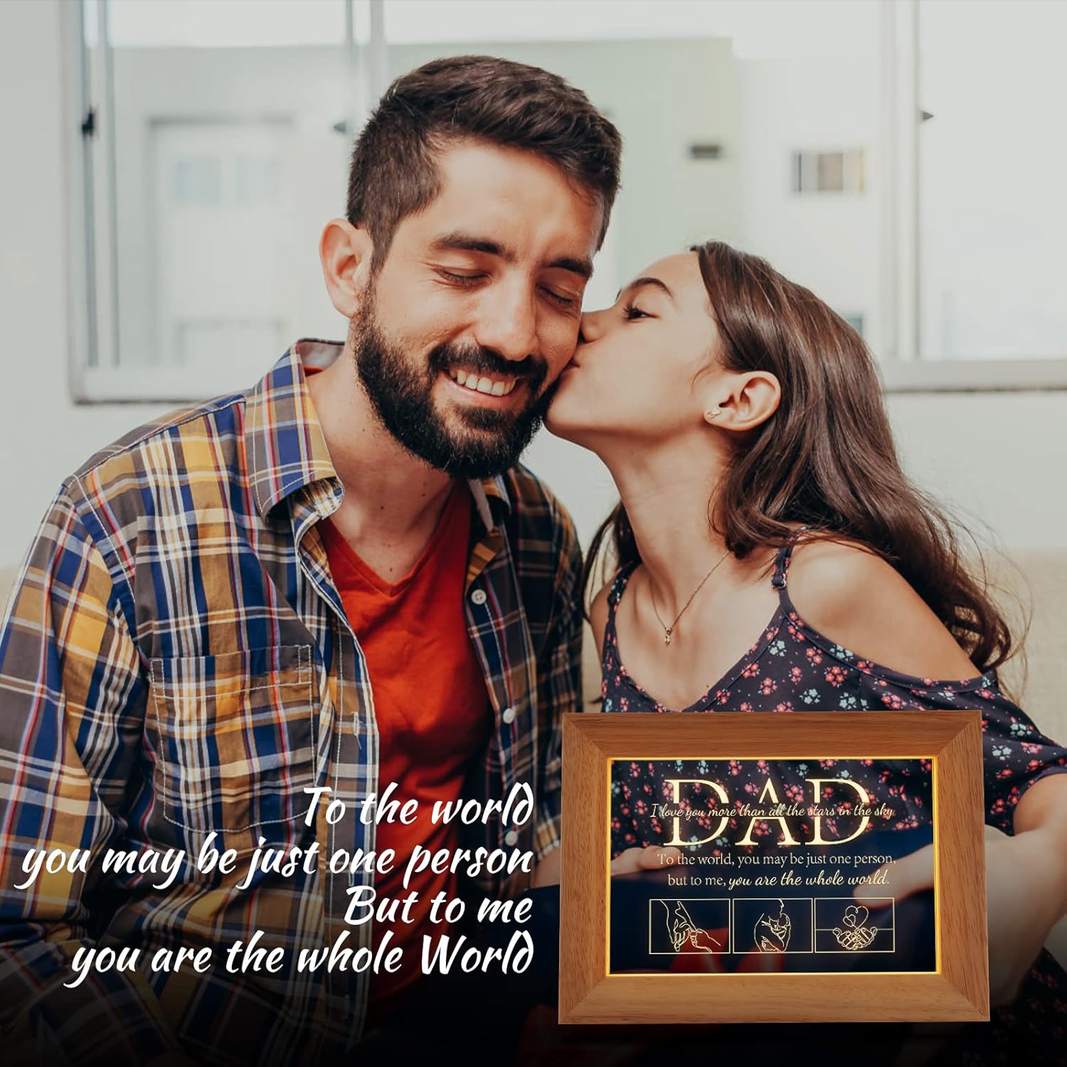 PRSTENLY Dad Gifts, Dad Birthday Gifts from Daughter Son, Father's Day Gift for Men Night Light Frame with Grateful Sayings for Daddy Gift for Birthday Presents Christmas - Image 7