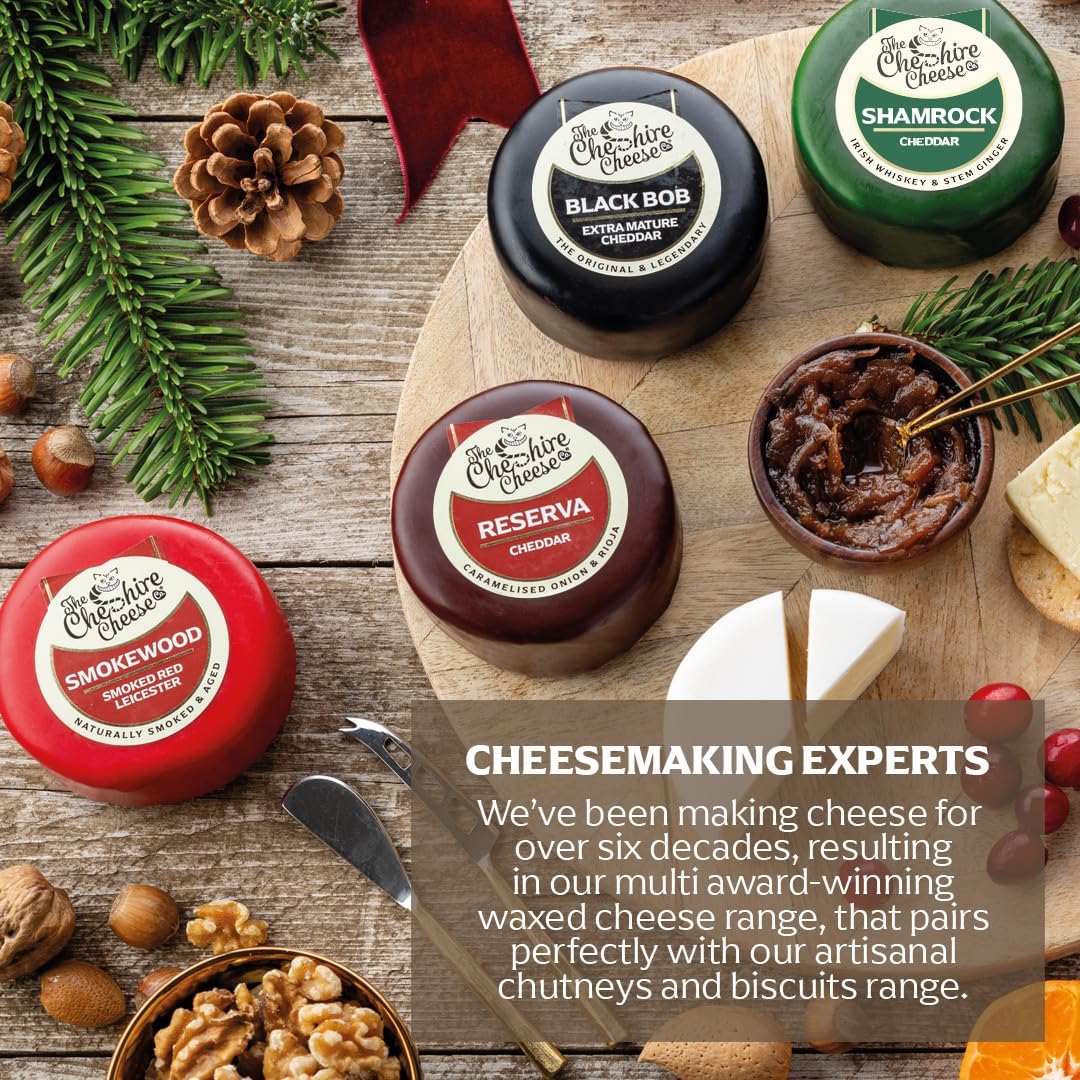 Cheshire Cheese Company | Duo of Cheese and Wine Gift Set – The Perfect Night In | Award Winning 2 Cheeses, 1 Biscuits & Red Wine Gift Set in Presentation Box | Luxury Food Hamper for Birthdays & more - Image 7