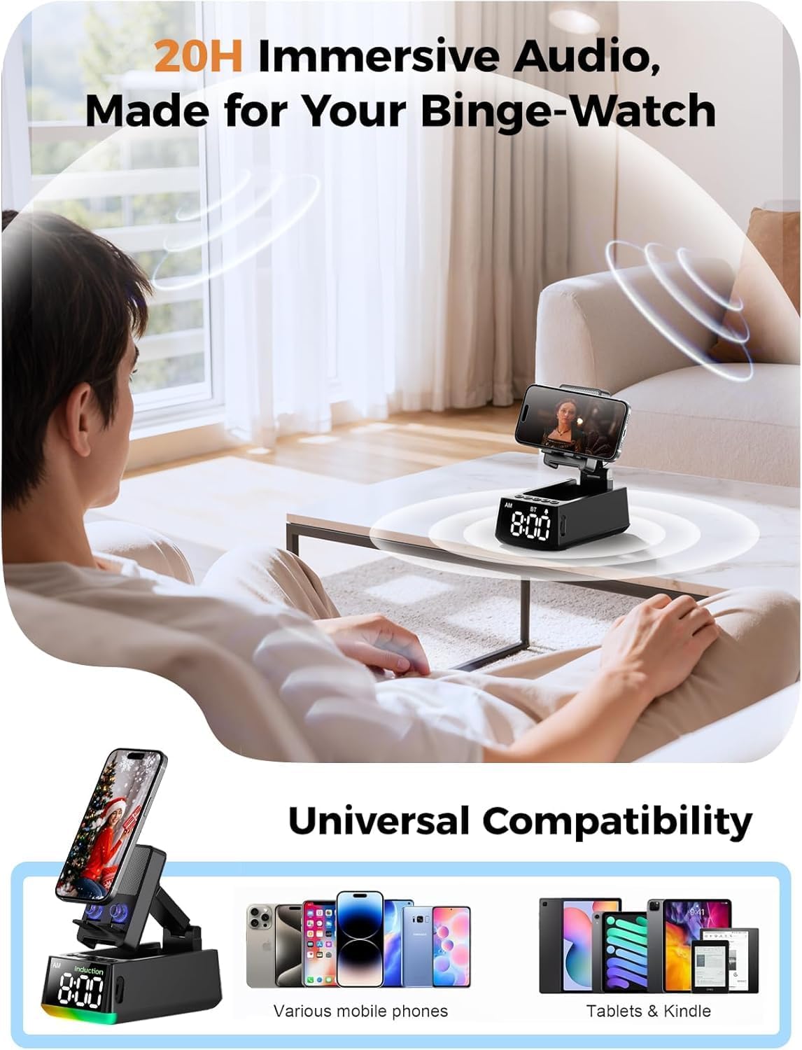 BBL Bluetooth Speaker White Elephant Gifts:Induction Cell Phone Stand HD Sound Gift for Men Women Adults Birthday Christmas Secret Santa,Kitchen Gadget Mom Wife Dad Husband Teen Stocking Stuffers - Image 4