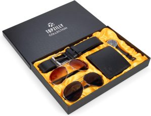 Premium Mens Gift Set Black Leather...