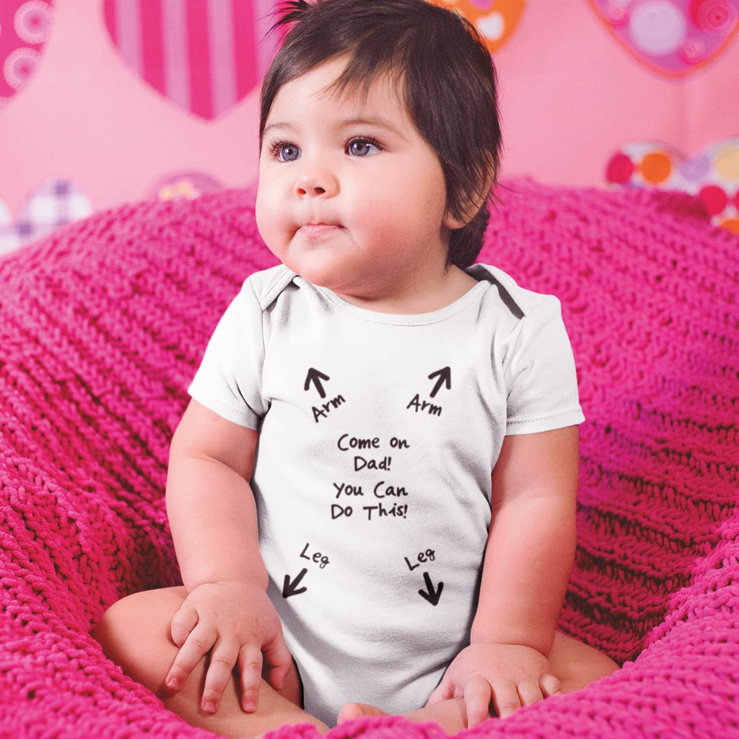 SMARTYPANTS Come On Dad! You Can Do This! Cute Funny Fun Cheer Instructions New Father Dad Dada Dressed Baby Clothes Short Sleeved Babygrow Bodysuit Onesie Vest Gift Present - Image 3