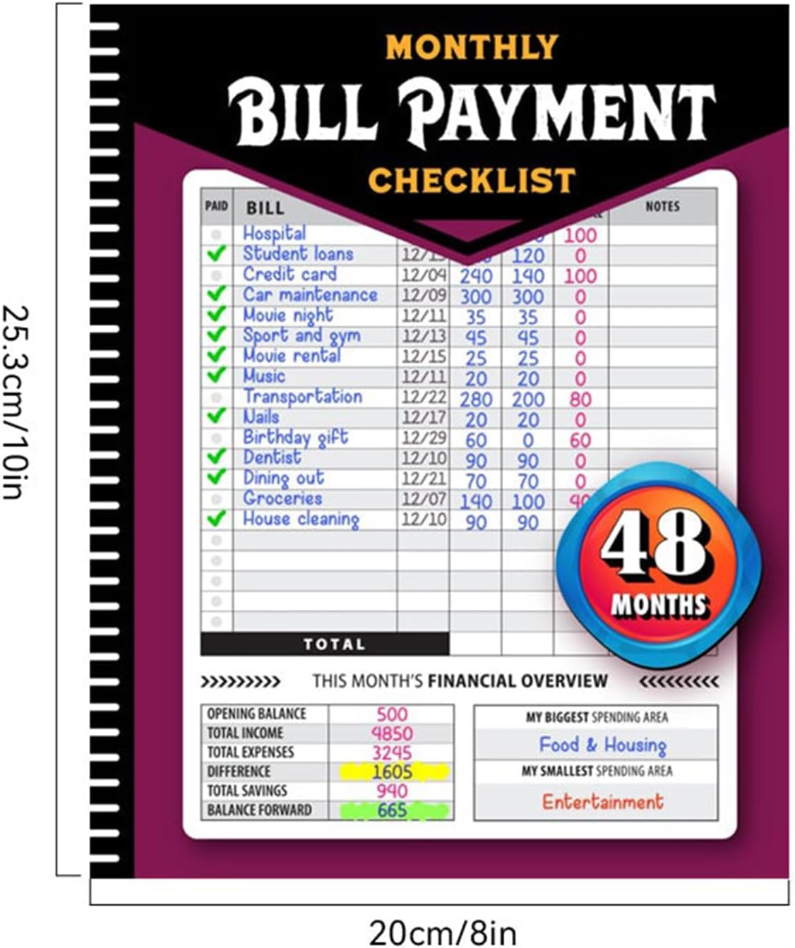 Bill Tracker Notebook,Monthly Budgeting Planner Family Financial Organizer Book - Bill Checklist Notebook For Easy Saving, Budgeting, Tracking - Image 5
