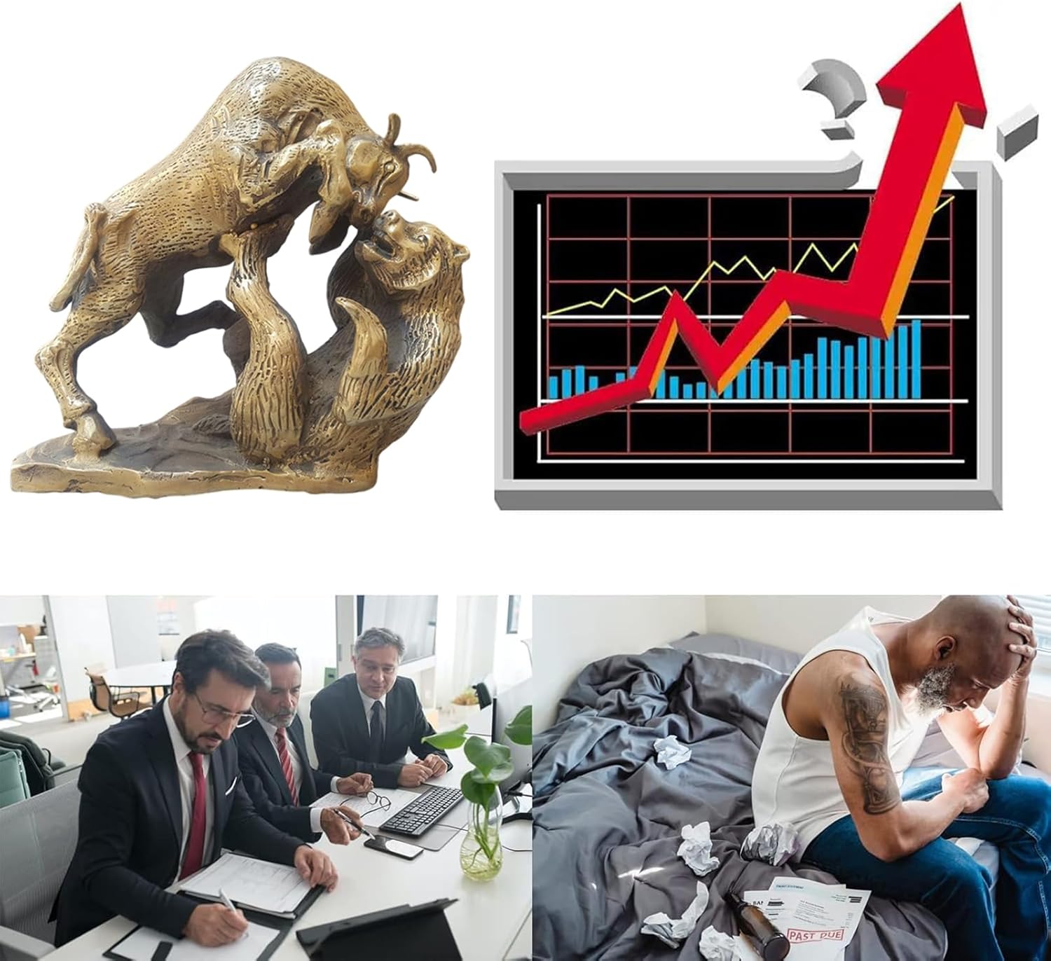 Bull and Bear Statue - Brass Stock Market Sculpture - for Office, Desktop, Bookshelf, Living Room, Study, Home Decor - Image 3